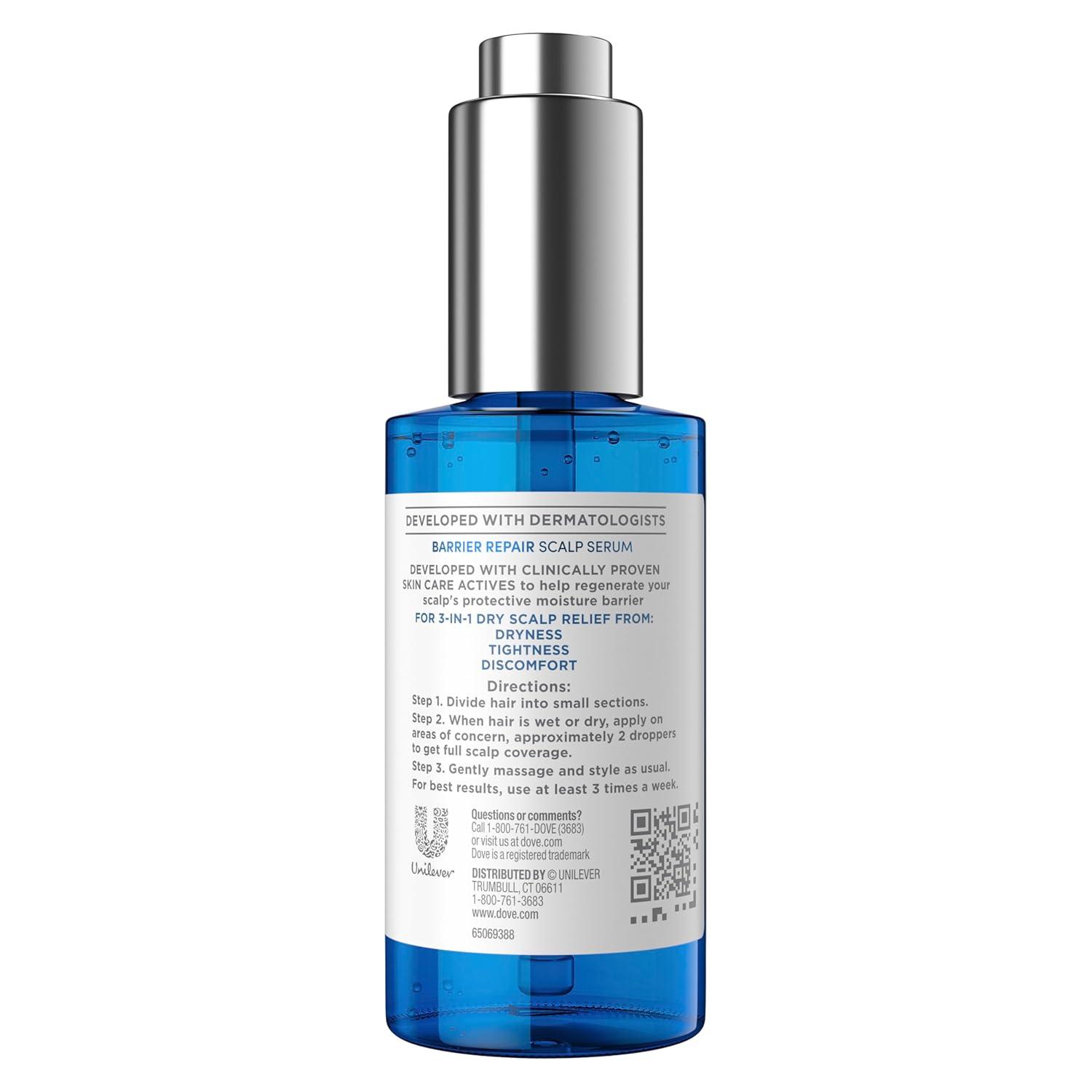 imageDove Derma Scalp Dandruff Relief 3in1 Barrier Repair Serum 1 ct with Prebiotic Glycerin Niacinamide and Vitamin E for DandruffProne Flaky Dry Scalp 2 fl oz