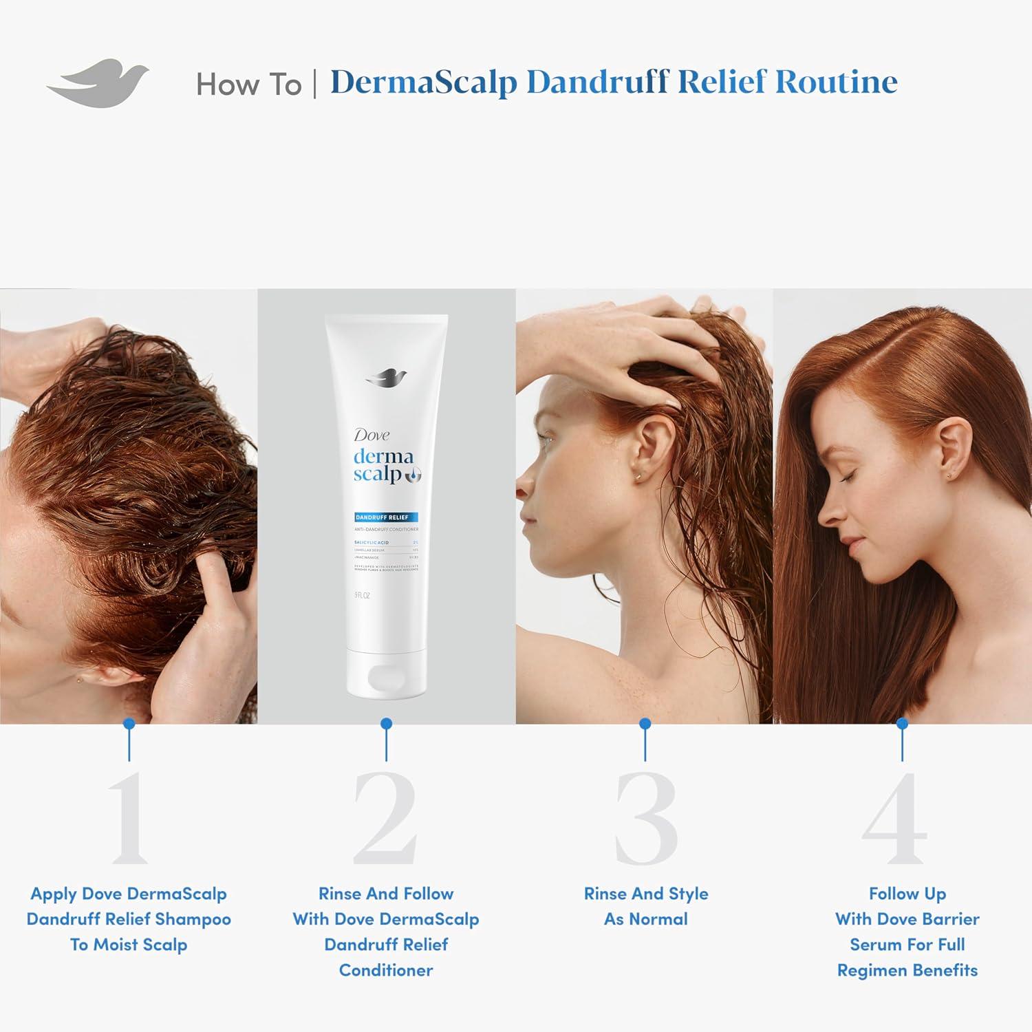 imageDove Derma Scalp Dandruff Relief Conditioner 1 ct with Salicylic Acid Lamellar Serum and Niacinamide for Removing Flakes amp Boosting Hair Resilience 9 fl oz