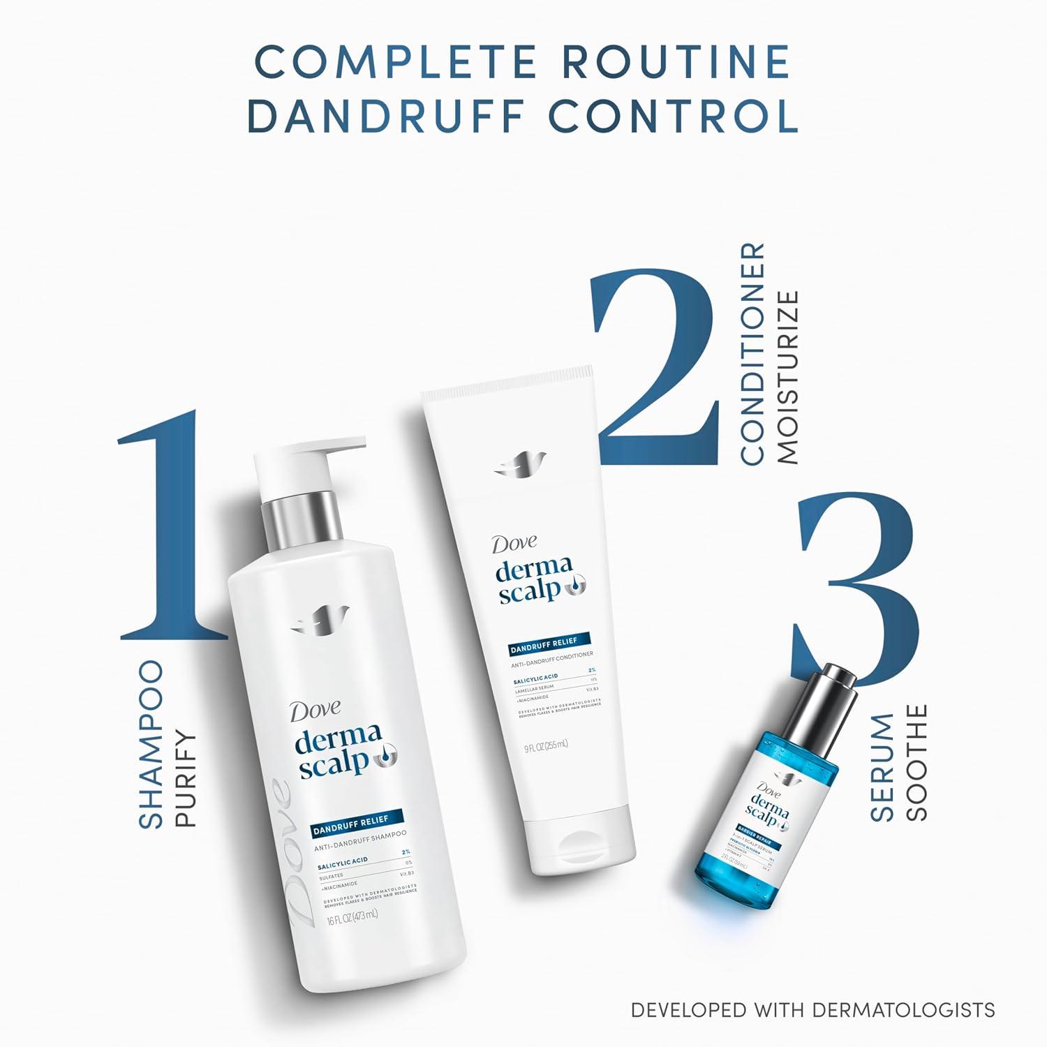 imageDove Derma Scalp Dandruff Relief Conditioner 1 ct with Salicylic Acid Lamellar Serum and Niacinamide for Removing Flakes amp Boosting Hair Resilience 9 fl oz
