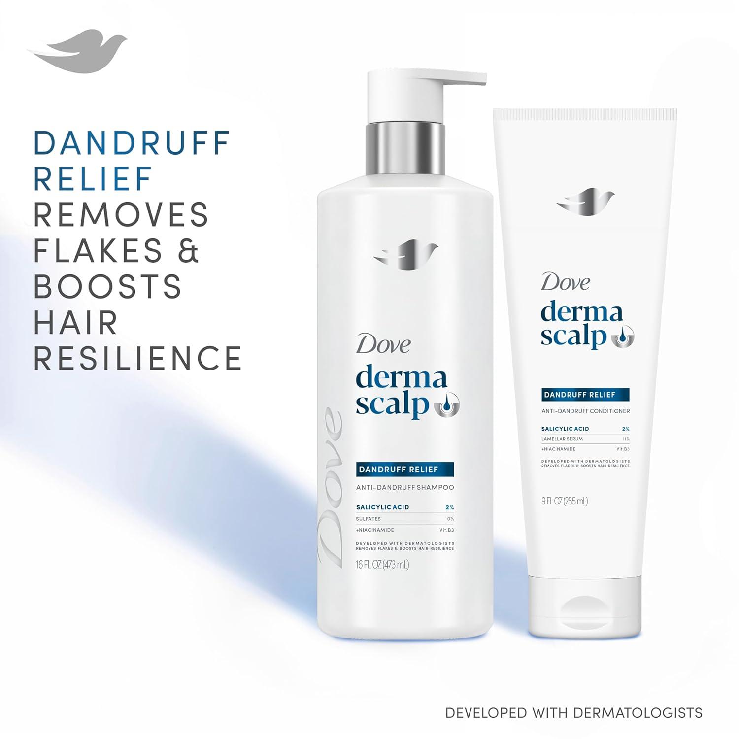 imageDove Derma Scalp Dandruff Relief Conditioner 1 ct with Salicylic Acid Lamellar Serum and Niacinamide for Removing Flakes amp Boosting Hair Resilience 9 fl oz