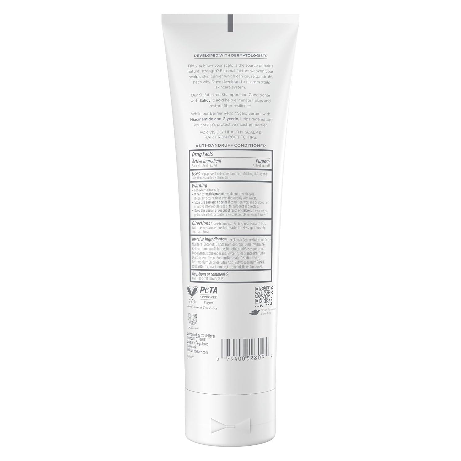 imageDove Derma Scalp Dandruff Relief Conditioner 1 ct with Salicylic Acid Lamellar Serum and Niacinamide for Removing Flakes amp Boosting Hair Resilience 9 fl oz