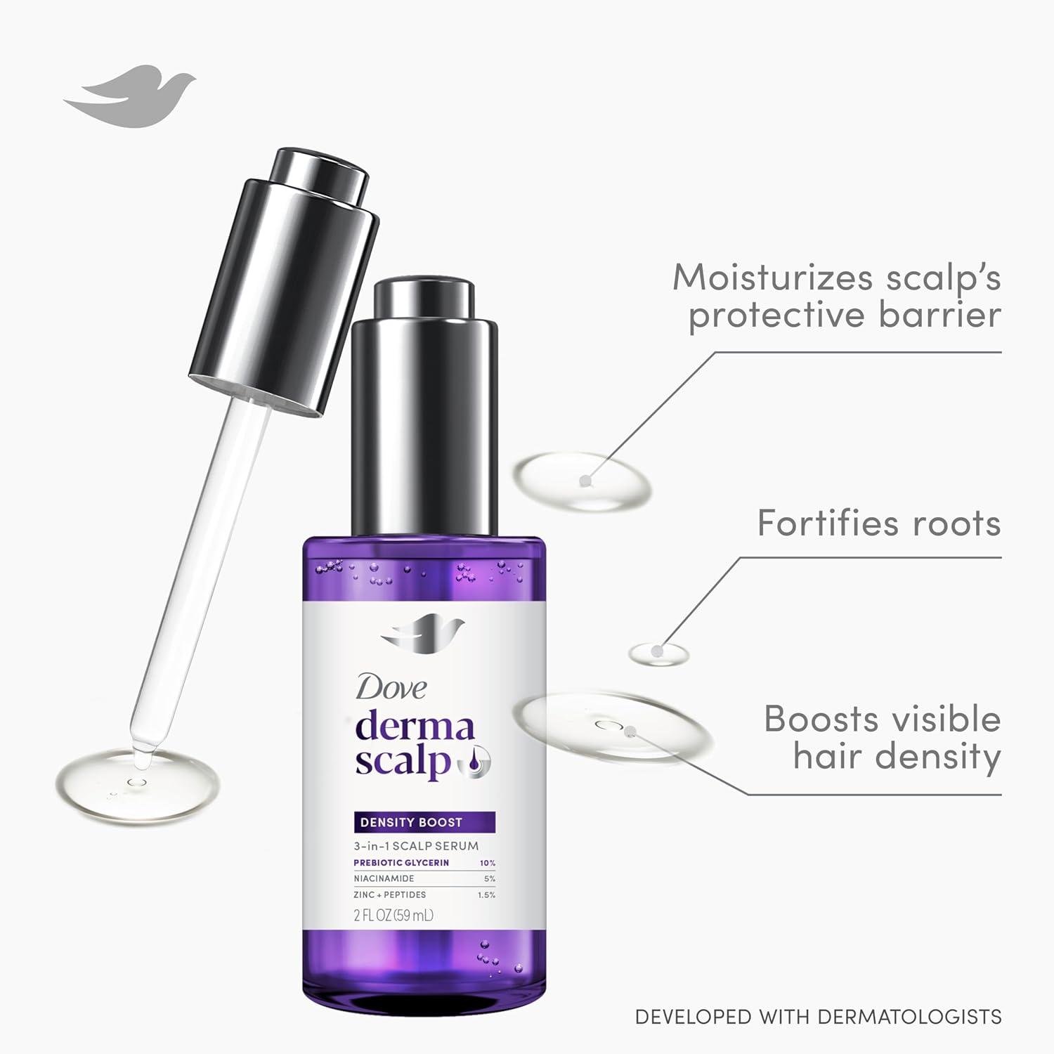 imageDove Derma Scalp Density Boost 3in1 Scalp Serum 1 ct With Prebiotic Glycerin Zinc Peptides and Niacinamide For Breakage And Hair Thinning 2 oz2 Fl Oz Pack of 2