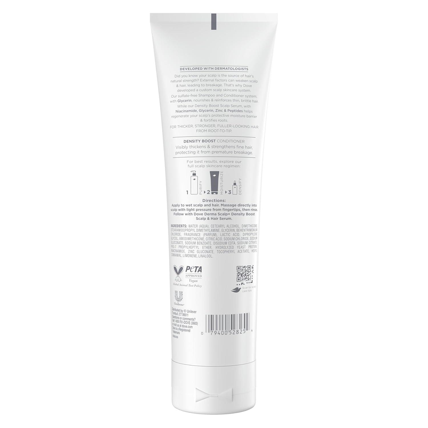 imageDove Derma Scalp Density Boost Conditioner 1 ct With Lamellar Serum Glycerin And Zinc Peptides For Hair Loss And Breakage 9 oz