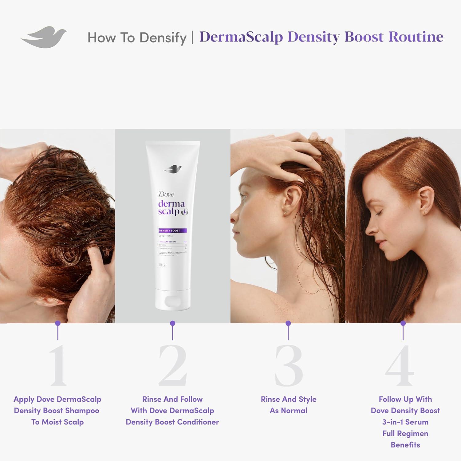 imageDove Derma Scalp Density Boost Conditioner 1 ct With Lamellar Serum Glycerin And Zinc Peptides For Hair Loss And Breakage 9 oz