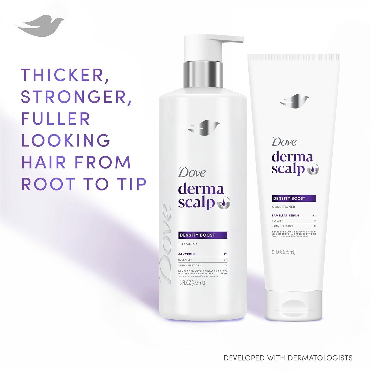 imageDove Derma Scalp Density Boost Conditioner 1 ct With Lamellar Serum Glycerin And Zinc Peptides For Hair Loss And Breakage 9 oz