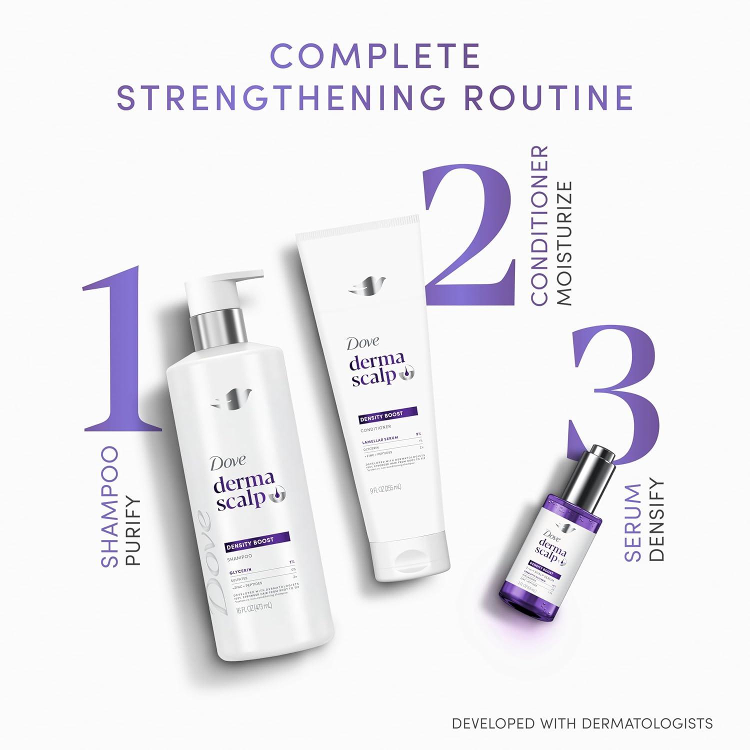 imageDove Derma Scalp Density Boost Conditioner 1 ct With Lamellar Serum Glycerin And Zinc Peptides For Hair Loss And Breakage 9 oz