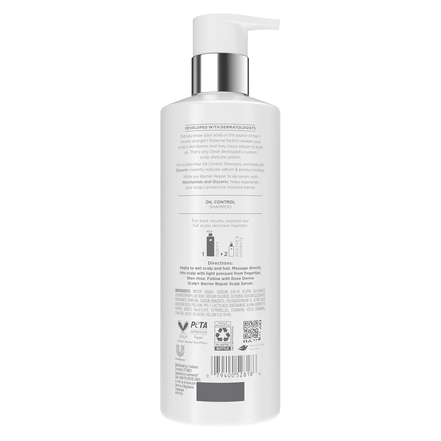imageDove Derma Scalp Shampoo 1 ct Oil Control for Gentle BuildUp Removing with Glycerin 16 oz