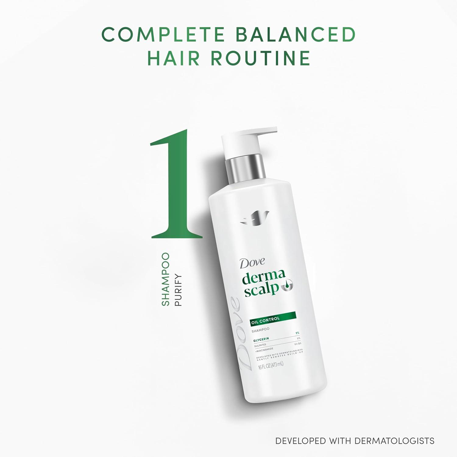 imageDove Derma Scalp Shampoo 1 ct Oil Control for Gentle BuildUp Removing with Glycerin 16 oz