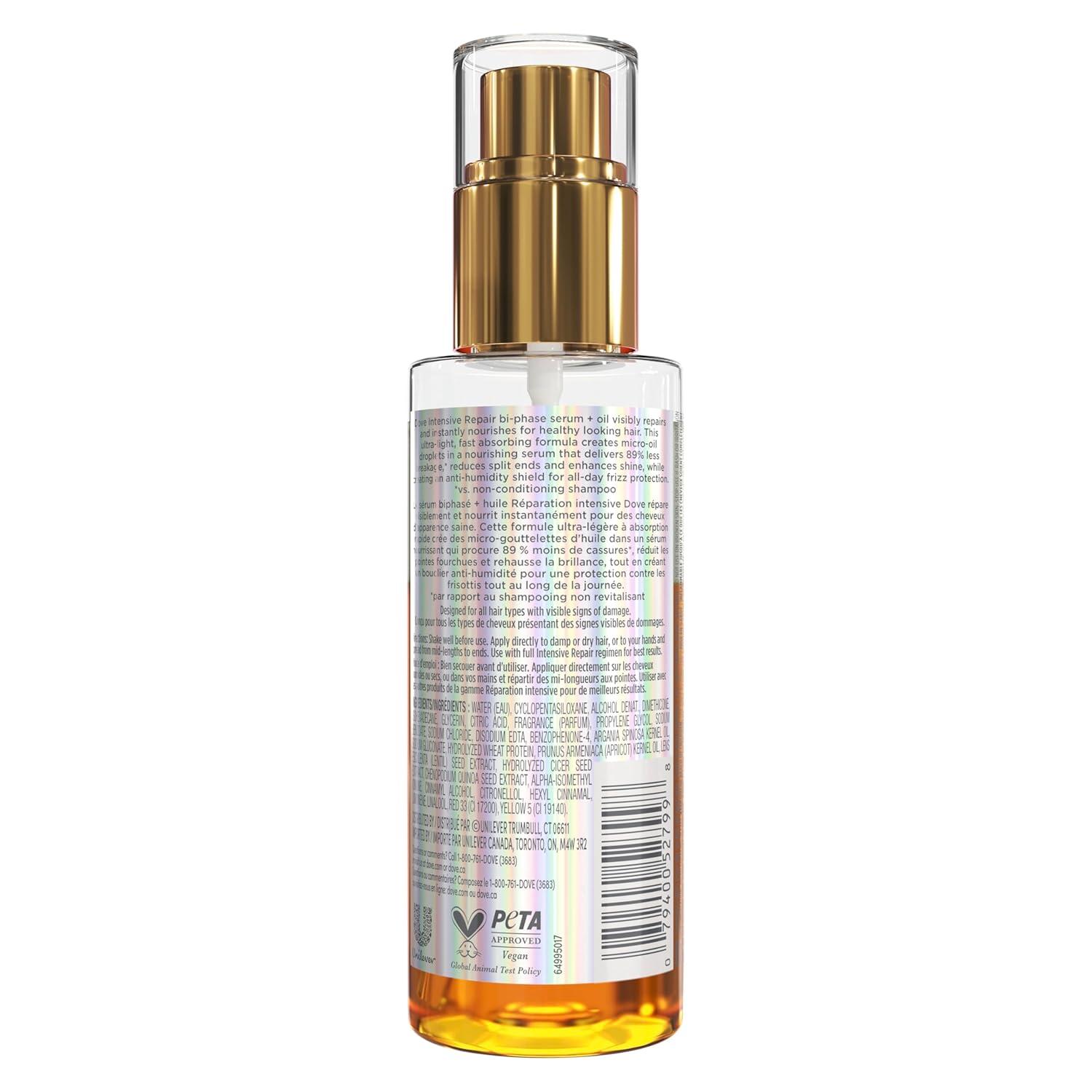 imageDove Damage Therapy Intensive Repair with Amino Serum BiPhase Serum Oil Hair Spray for Shine Frizz Control and Split Ends 39 oz
