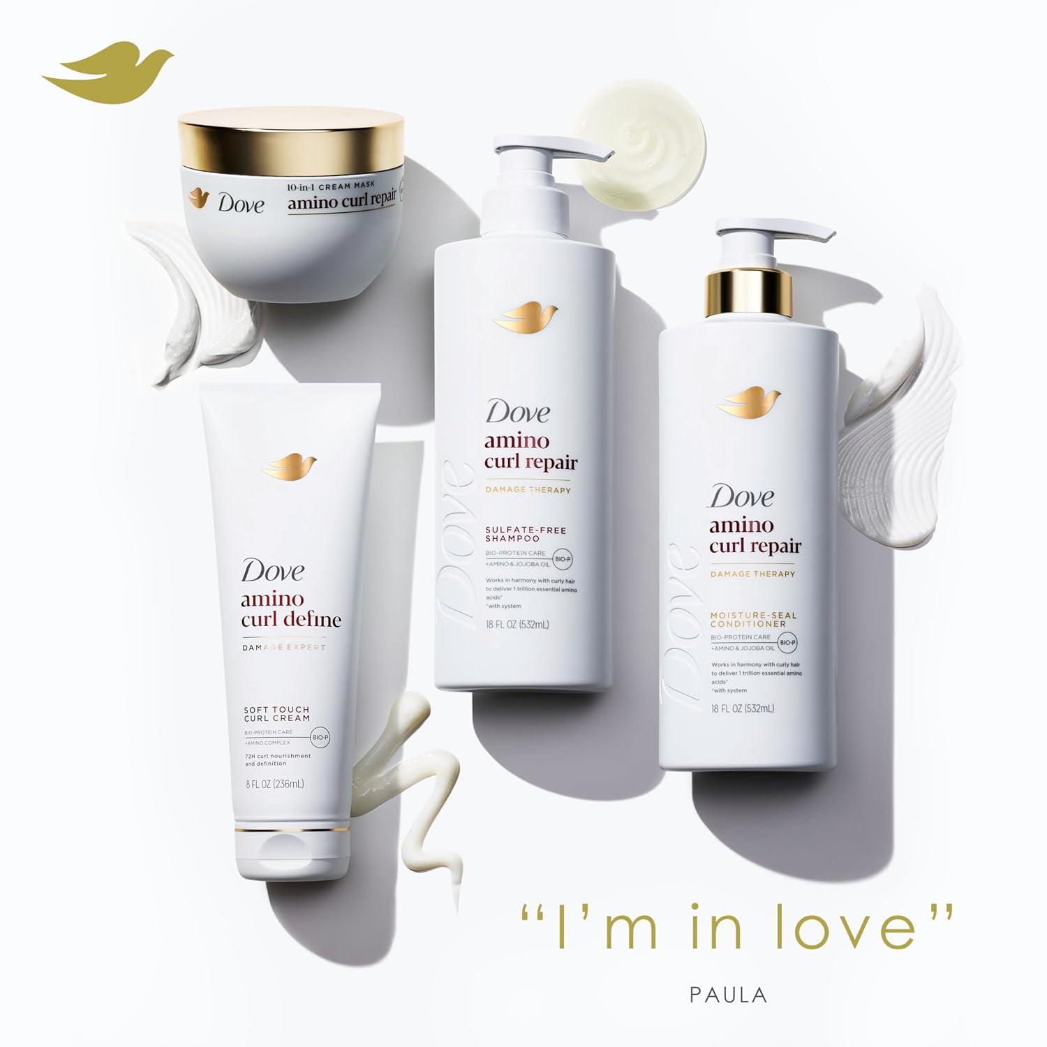 imageDove Hair Amino Curl Repair 10in1 Cream Mask for Curly Coily Hair with Bio Protein Care Technology and Amino Jojoba Oil 92 fl oz92 Fl Oz Pack of 1