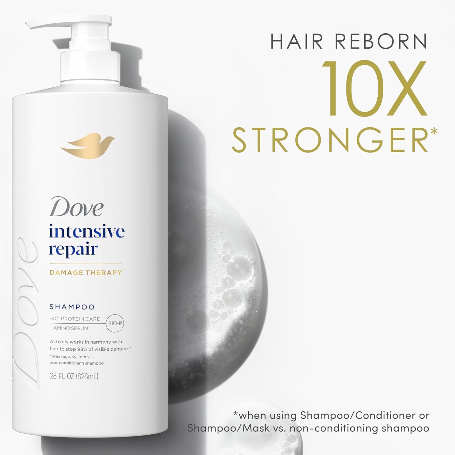imageDove Shampoo 4 Pack Intensive Repair for Damaged Hair with BioProtein Care Technology and Amino Serum 28 Fl OzFragranced