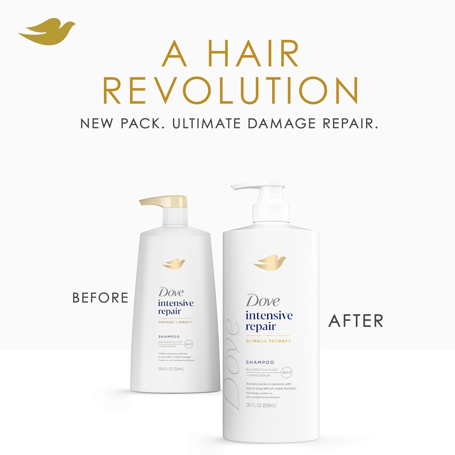 imageDove Shampoo 4 Pack Intensive Repair for Damaged Hair with BioProtein Care Technology and Amino Serum 28 Fl OzFragranced