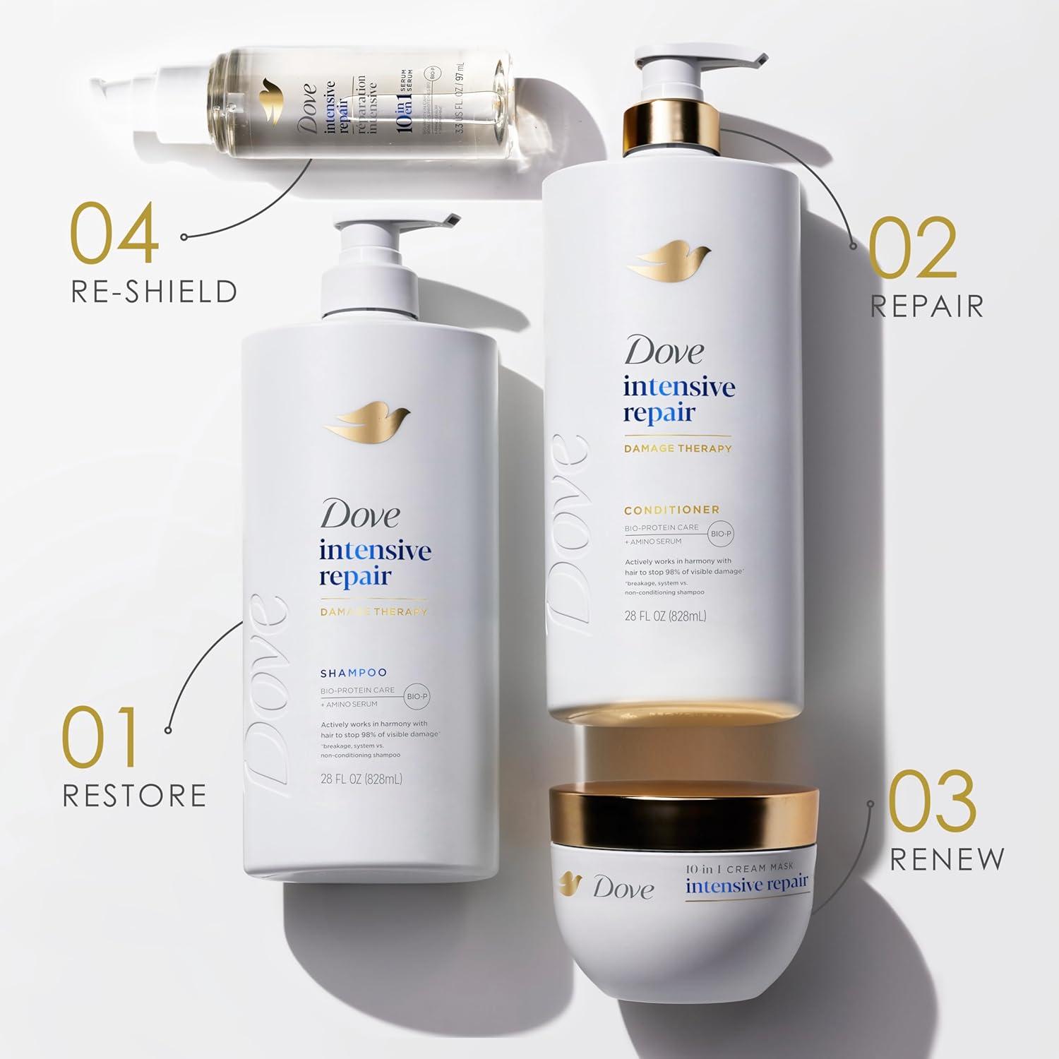 imageDove Shampoo 4 Pack Intensive Repair for Damaged Hair with BioProtein Care Technology and Amino Serum 28 Fl OzFragranced