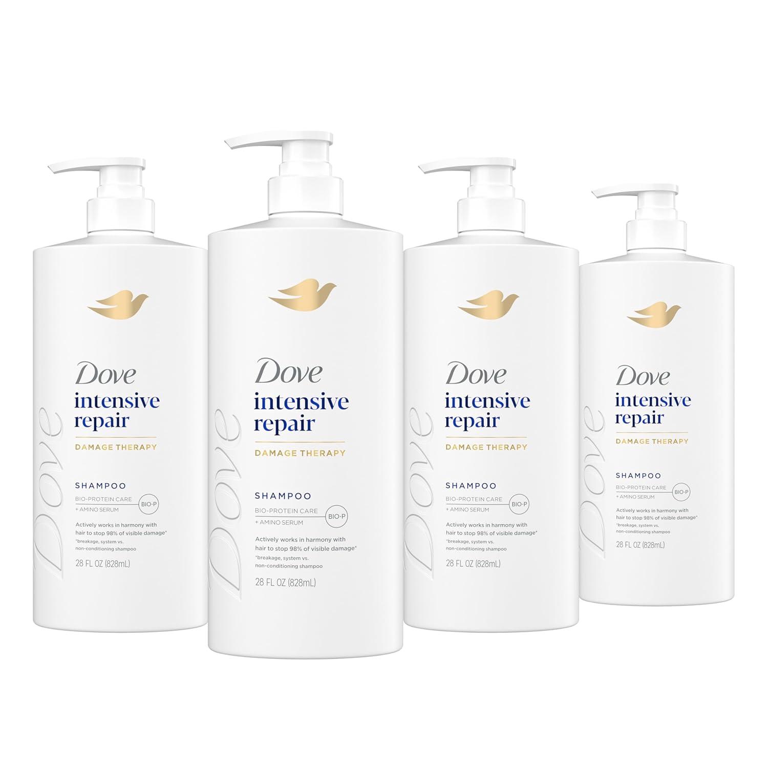 imageDove Shampoo 4 Pack Intensive Repair for Damaged Hair with BioProtein Care Technology and Amino Serum 28 Fl OzFragranced