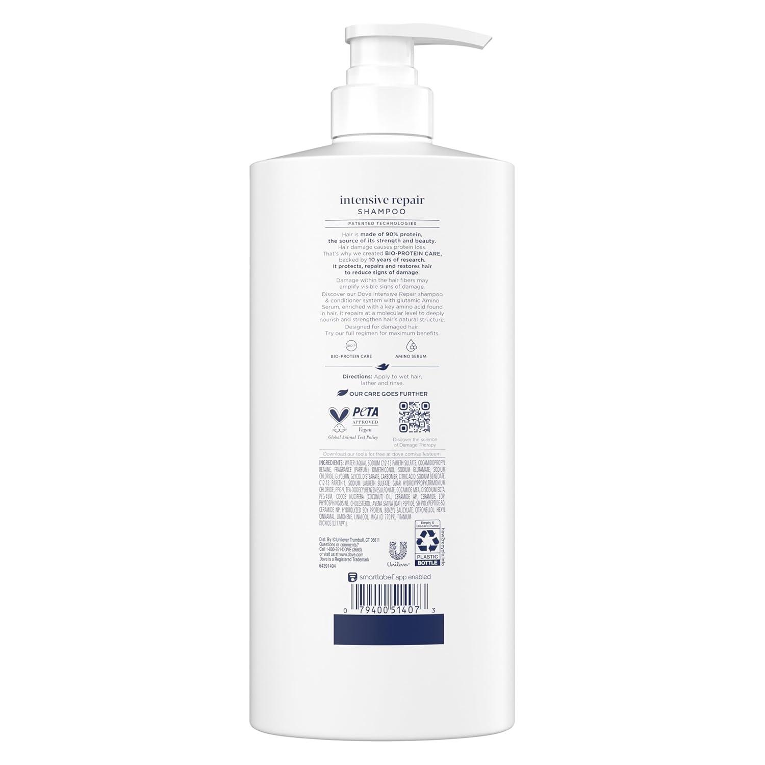 imageDove Shampoo 4 Pack Intensive Repair for Damaged Hair with BioProtein Care Technology and Amino Serum 28 Fl OzFragranced