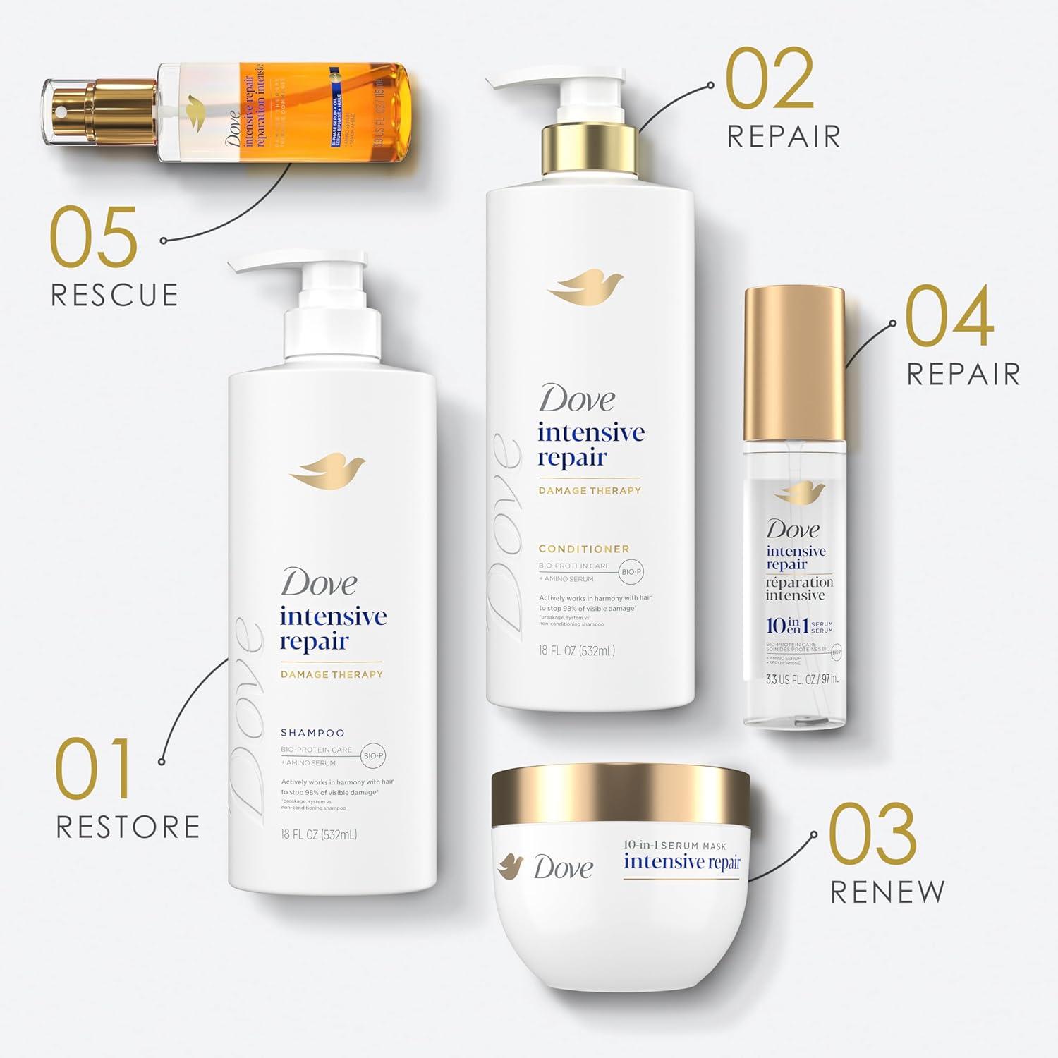 imageDove Shampoo 4 Pack Intensive Repair for Damaged Hair with BioProtein Care Technology and Amino Serum 28 Fl OzFragranced