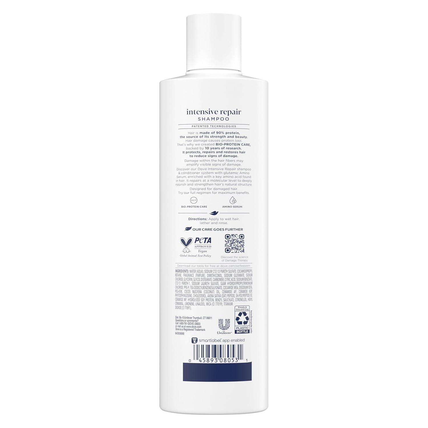 imageDove Shampoo 4 Pack Intensive Repair for Damaged Hair with BioProtein Care Technology and Amino Serum 28 Fl OzFragranced