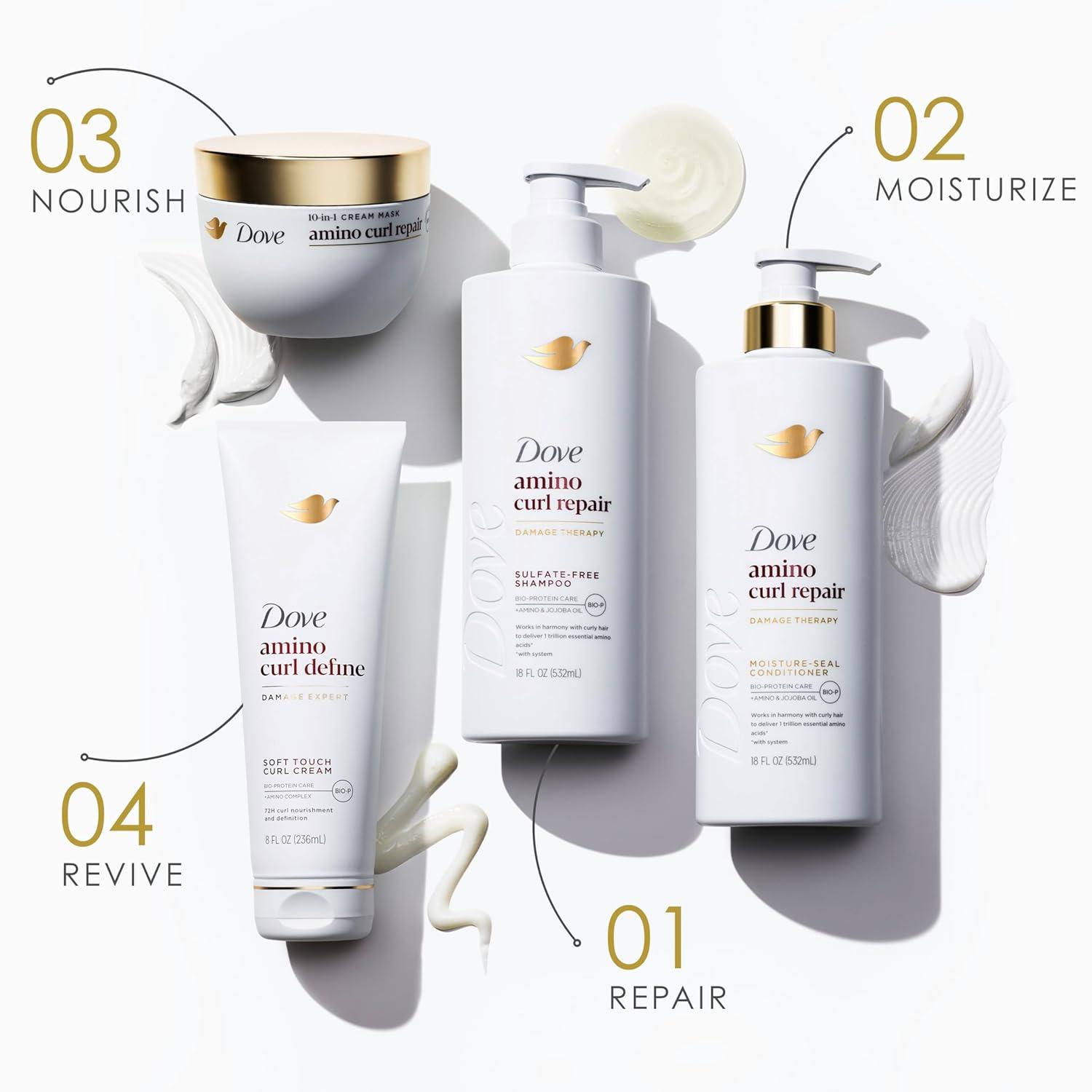 imageDove Shampoo Conditioner amp Mask Amino Curl Regimen Pack 4 Pk for Curly Coily Hair with BioProtein Care Technology Amino amp Jojoba Oil