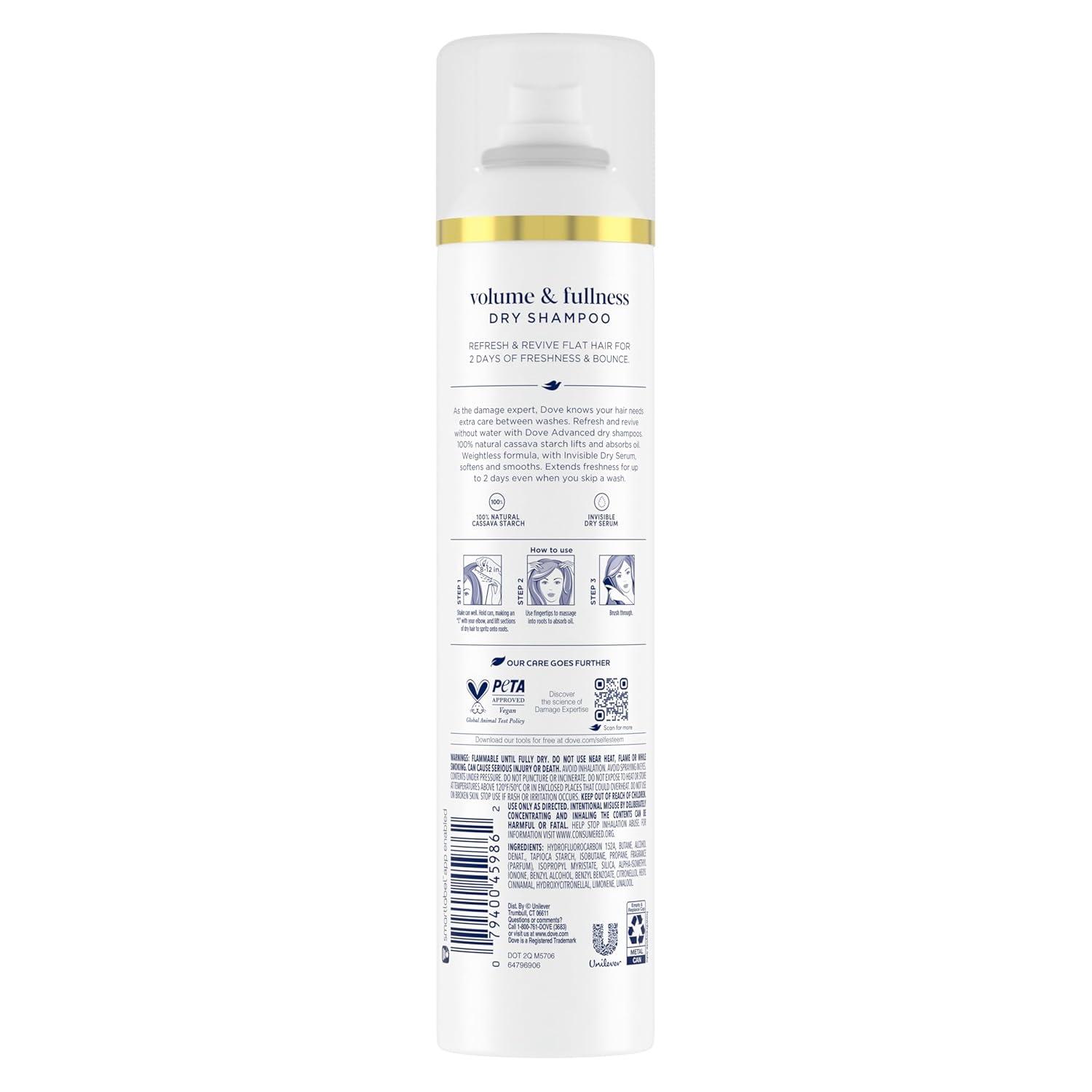 imageDove Dry Shampoo Spray Volume amp Fullness Absorbs Oil to Refresh Hair Without Washing 5 oz 2PackFragranced