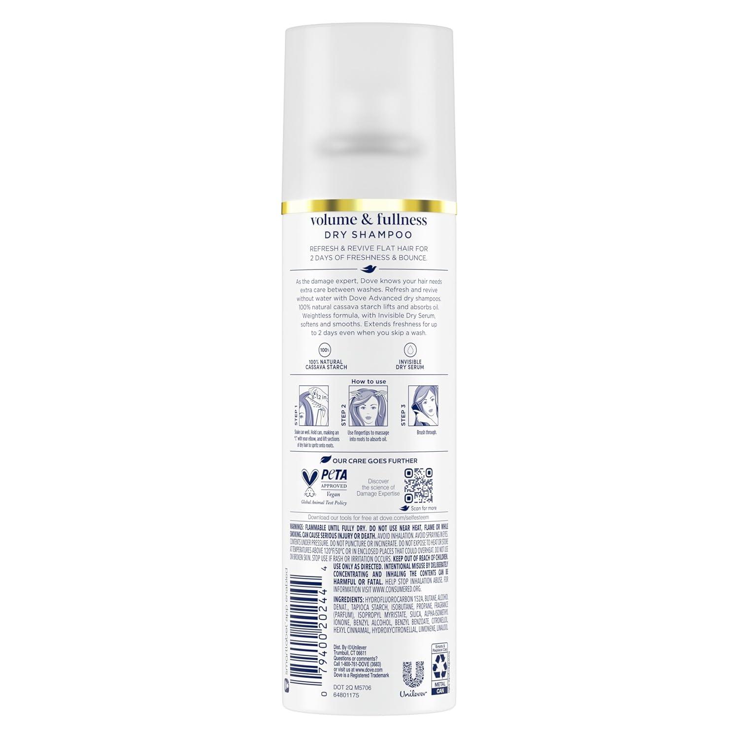 imageDove Dry Shampoo Spray Volume amp Fullness Absorbs Oil to Refresh Hair Without Washing 5 oz 2PackFragranced