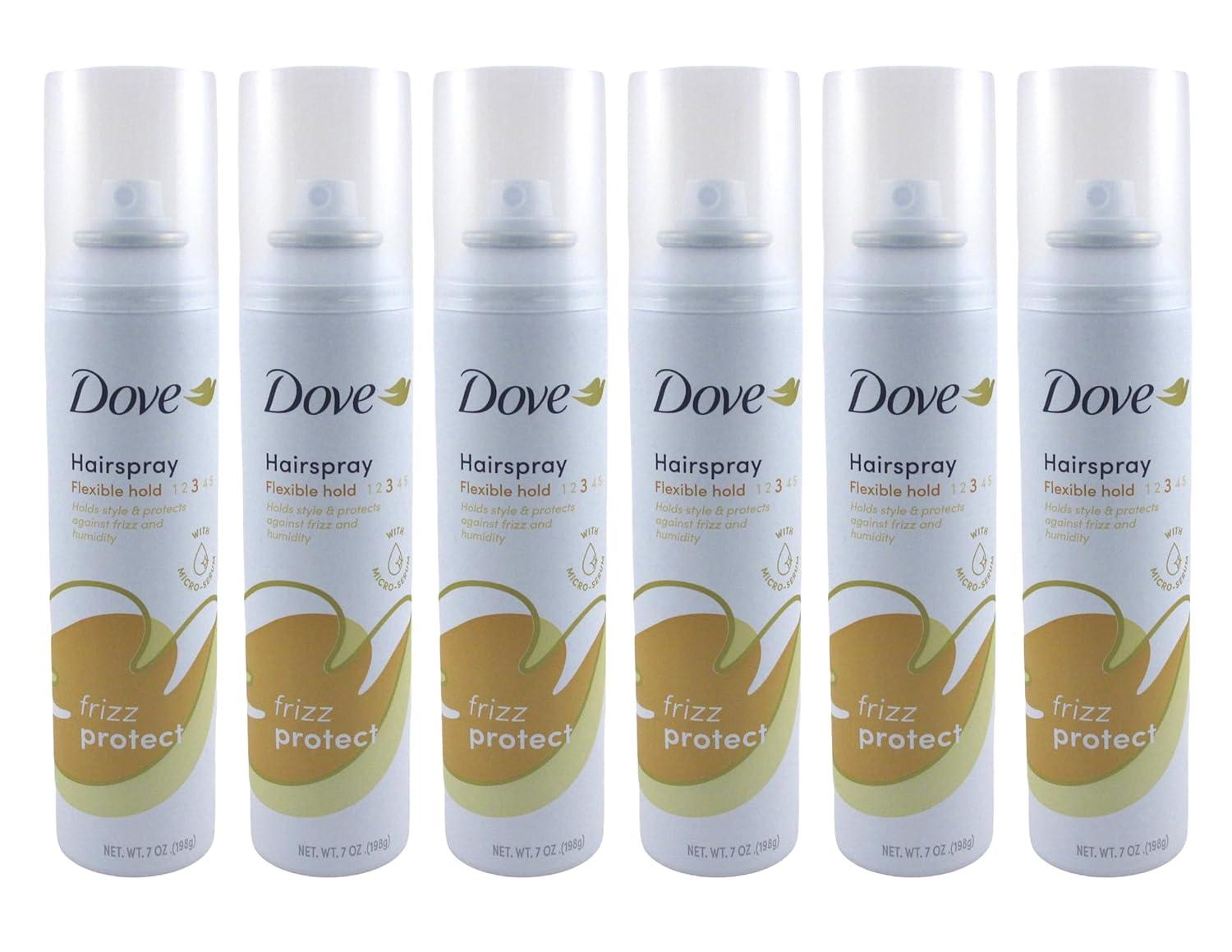 imageDove Flexible Hold Hairspray 6 ct Protect MicroMist for Longlasting Hold Protection Against Humidity Allday Flexible Hold for 24H Frizz Control 55 ozClean Scent