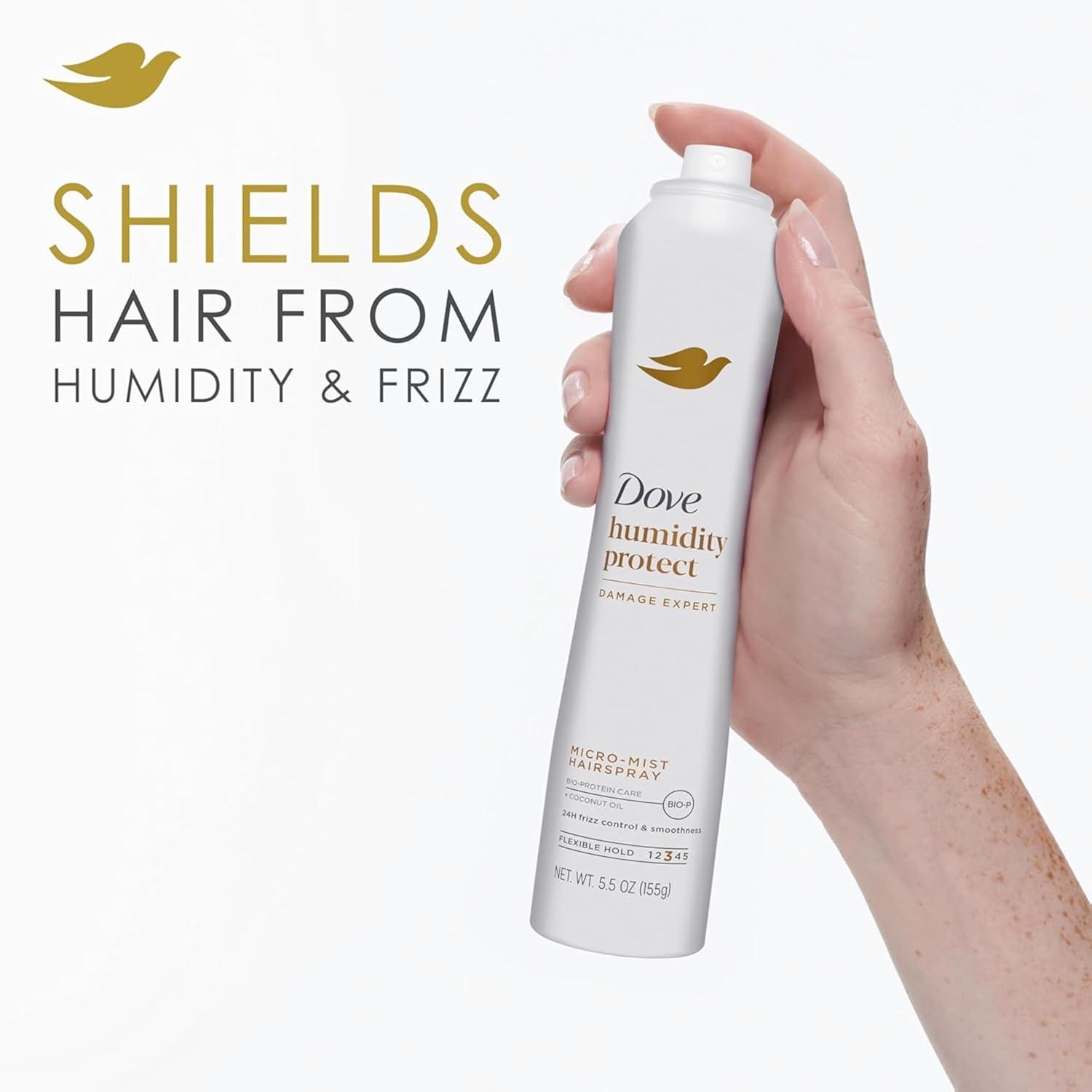 imageDove Flexible Hold Hairspray 6 ct Protect MicroMist for Longlasting Hold Protection Against Humidity Allday Flexible Hold for 24H Frizz Control 55 ozFragranced