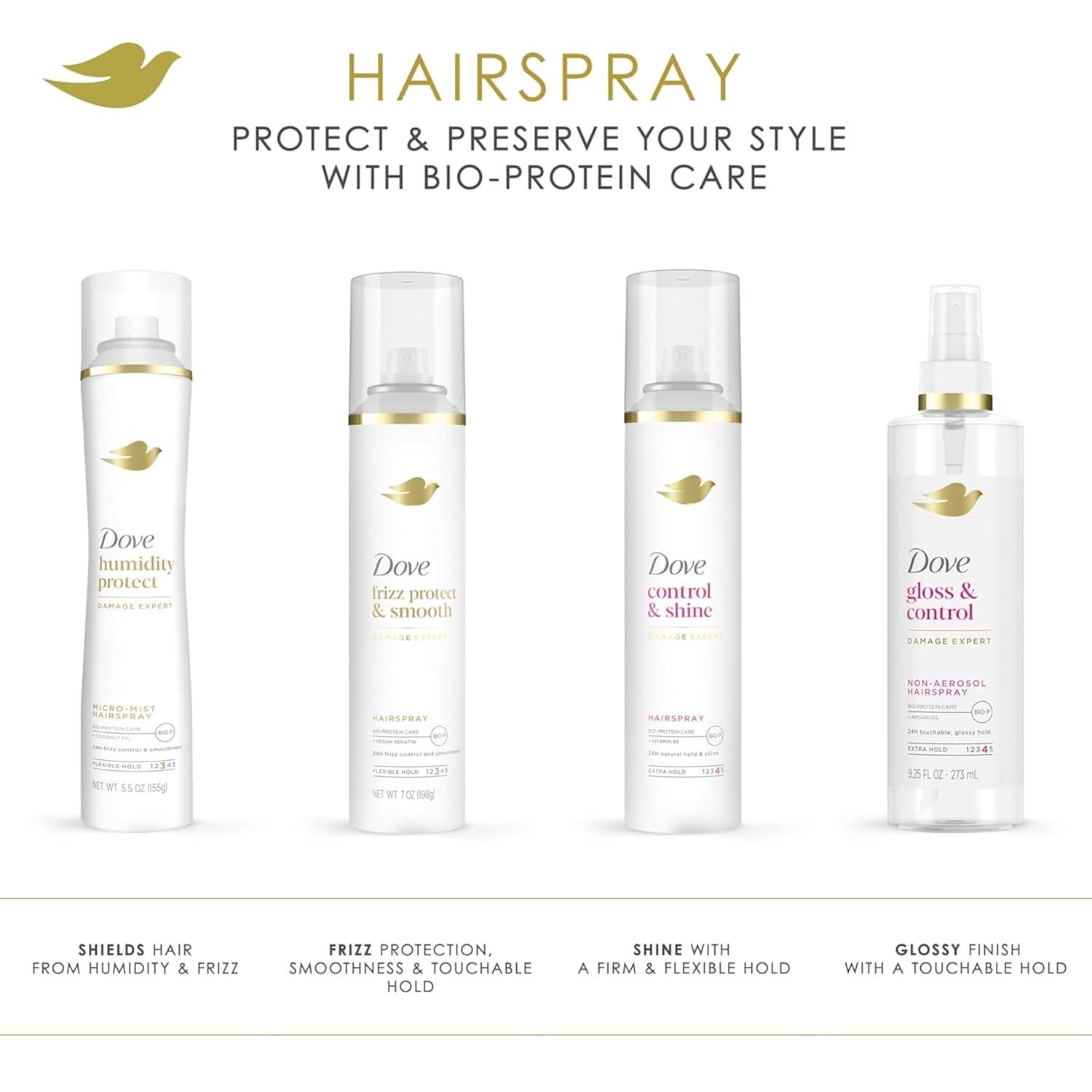 imageDove Flexible Hold Hairspray 6 ct Protect MicroMist for Longlasting Hold Protection Against Humidity Allday Flexible Hold for 24H Frizz Control 55 ozFragranced