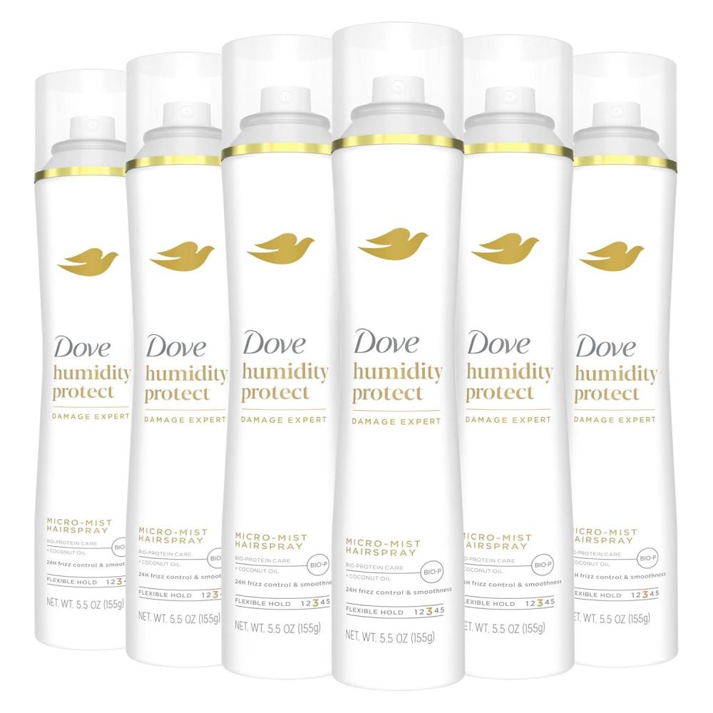 imageDove Flexible Hold Hairspray 6 ct Protect MicroMist for Longlasting Hold Protection Against Humidity Allday Flexible Hold for 24H Frizz Control 55 ozFragranced