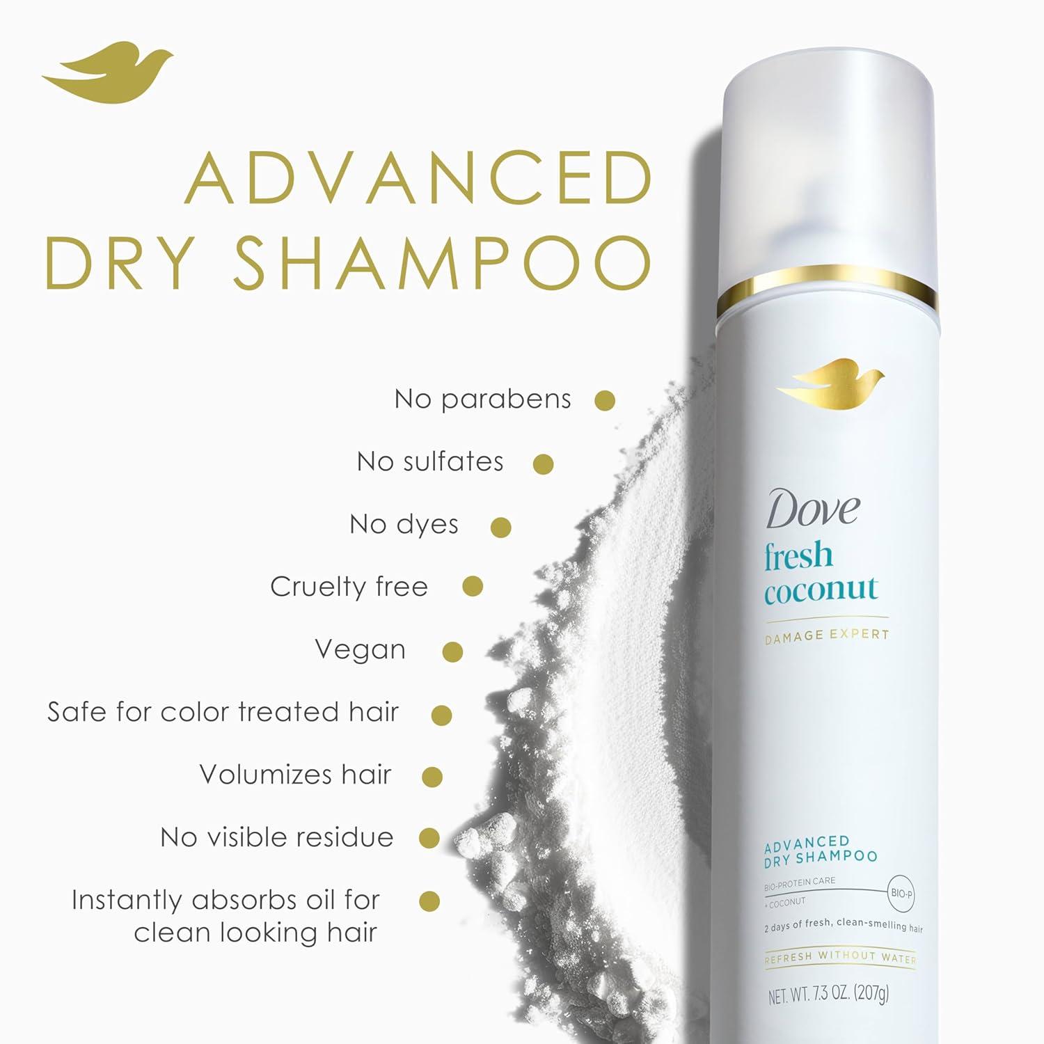 imageDove Advanced Dry Shampoo Fresh Coconut Refresh amp Revive Hair Without Water for Clean amp Fresh Hair 73 oz