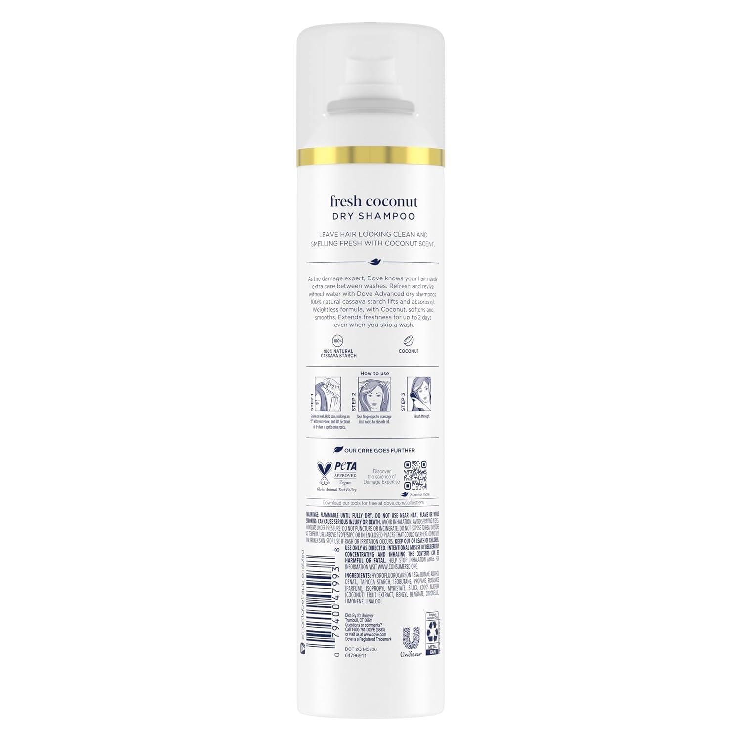 imageDove Advanced Dry Shampoo Fresh Coconut Refresh amp Revive Hair Without Water for Clean amp Fresh Hair 73 oz