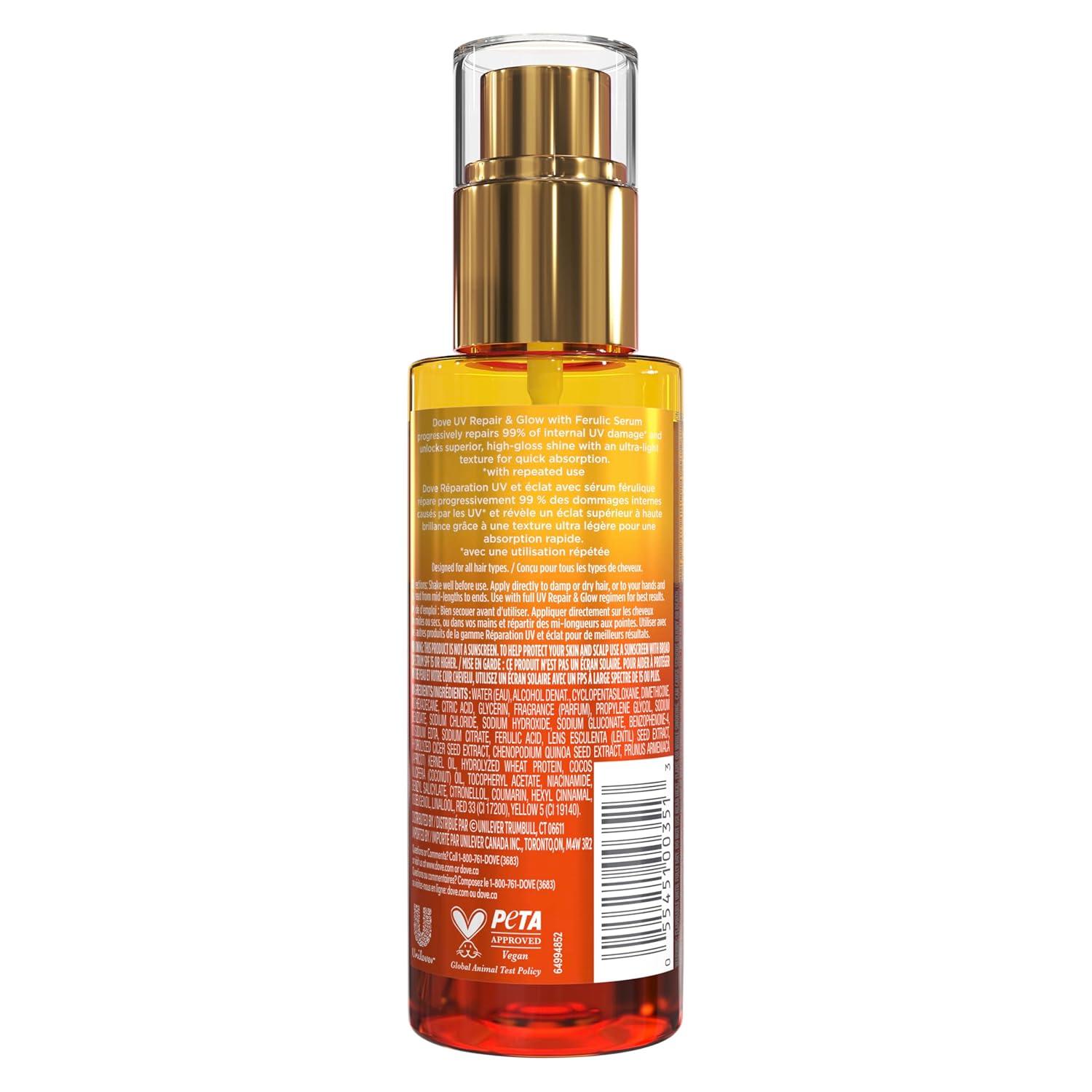 imageDove Damage Therapy Defense BiPhase Serum Oil 1 ct UV Repair amp Glow for 70 Hour Hair Protection with Ferulic Serum 39 fl oz