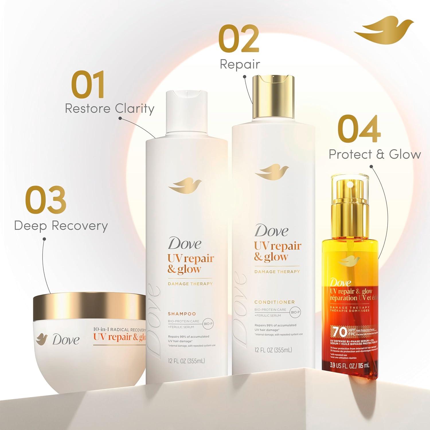 imageDove Damage Therapy Defense BiPhase Serum Oil 1 ct UV Repair amp Glow for 70 Hour Hair Protection with Ferulic Serum 39 fl oz