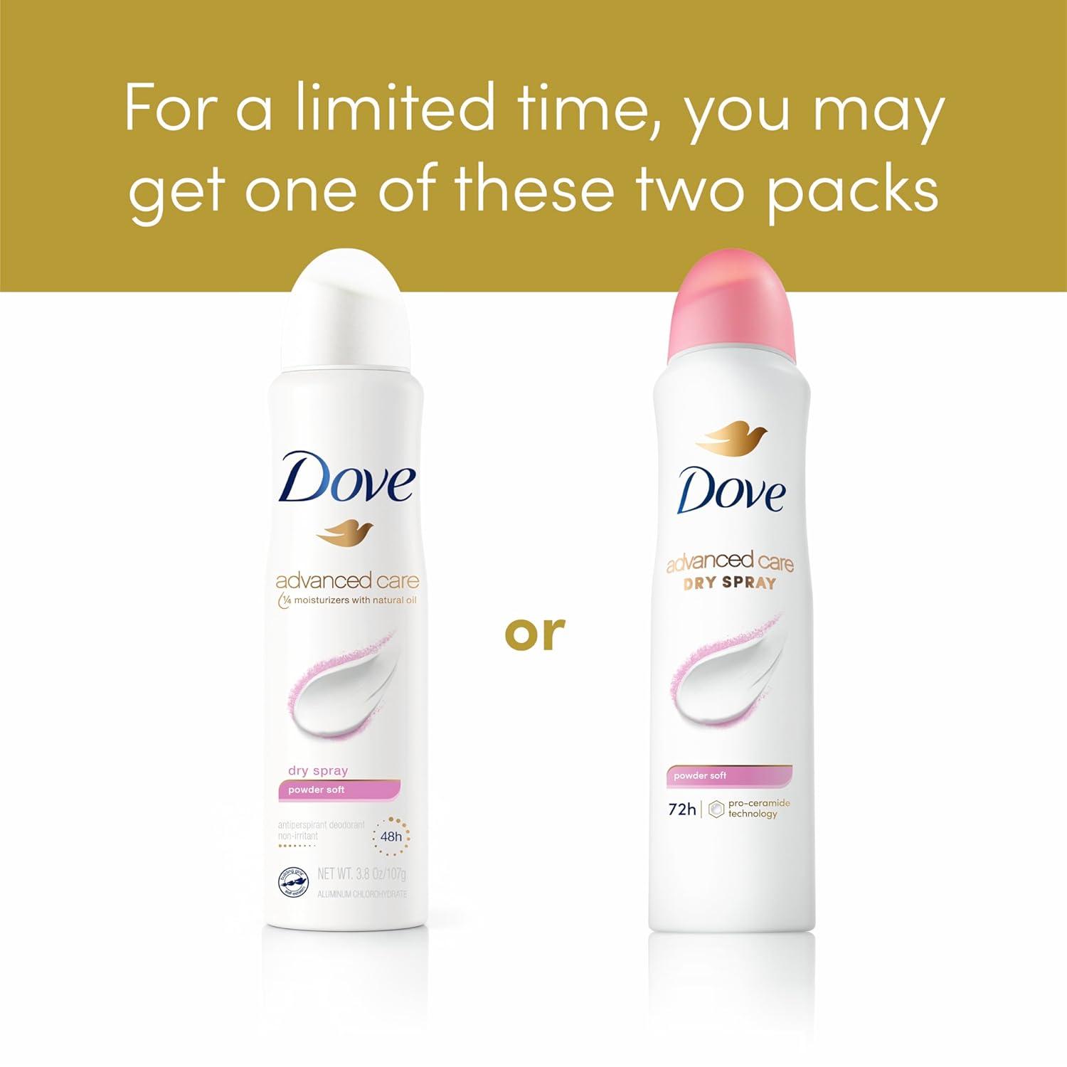 imageDove Advanced Care Antiperspirant Deodorant Spray Powder Soft 3 Count to help skin barrier repair after shaving 72 hour antiperspirant deodorant for soft underarms with boosted ceramide levels 38 oz38 Ounce Pack of 12