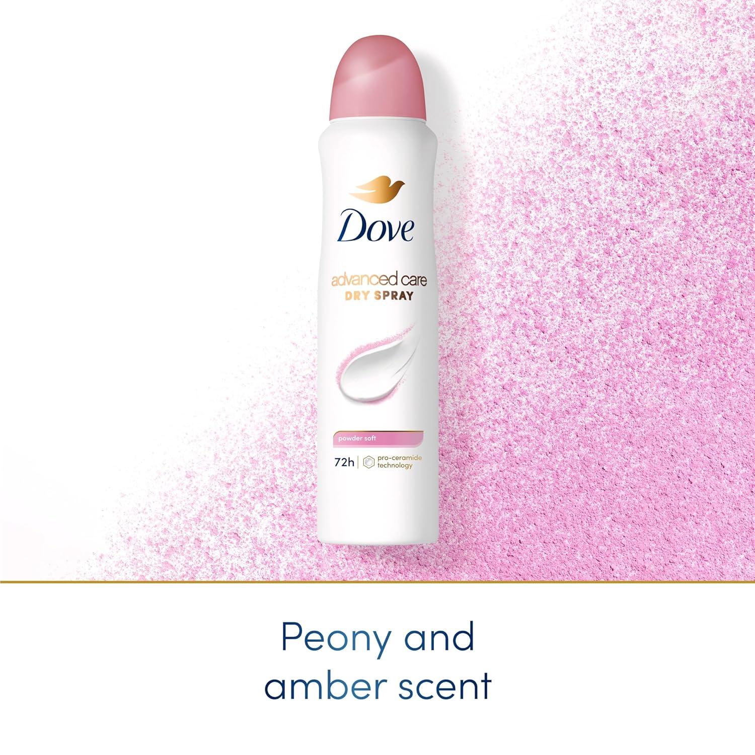 imageDove Advanced Care Antiperspirant Deodorant Spray Powder Soft 3 Count to help skin barrier repair after shaving 72 hour antiperspirant deodorant for soft underarms with boosted ceramide levels 38 oz38 Ounce Pack of 3