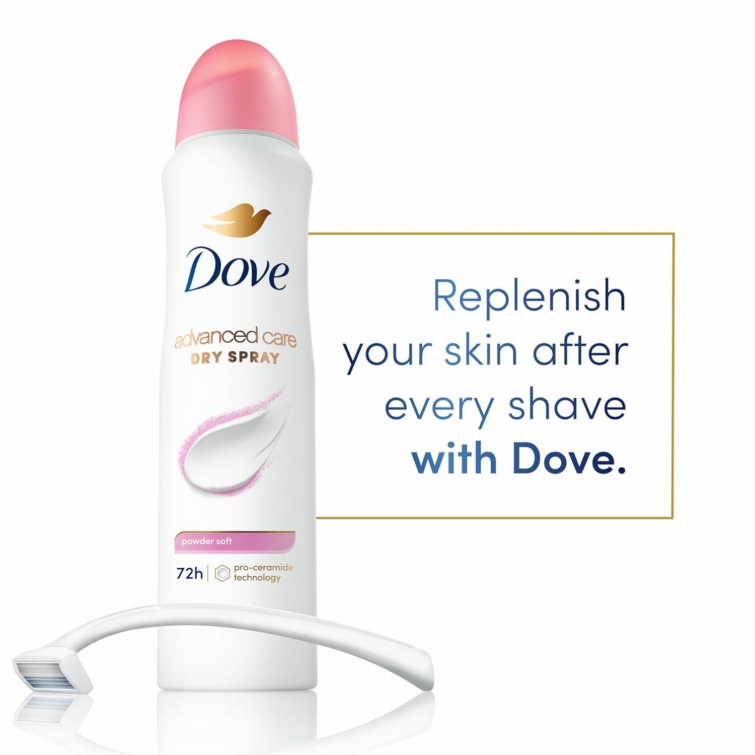 imageDove Advanced Care Antiperspirant Deodorant Spray Powder Soft 3 Count to help skin barrier repair after shaving 72 hour antiperspirant deodorant for soft underarms with boosted ceramide levels 38 oz38 Ounce Pack of 12