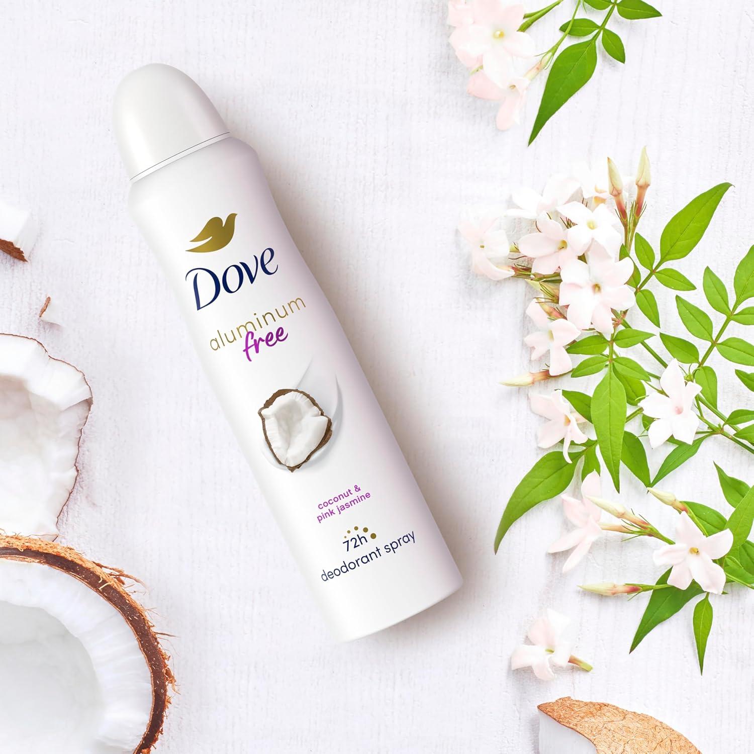 imageDove Aluminum Free Deodorant Spray for Women 3 Count Cucumber amp Green Tea 72 hour odor protection 4 ozCoconut Pink Jasmine