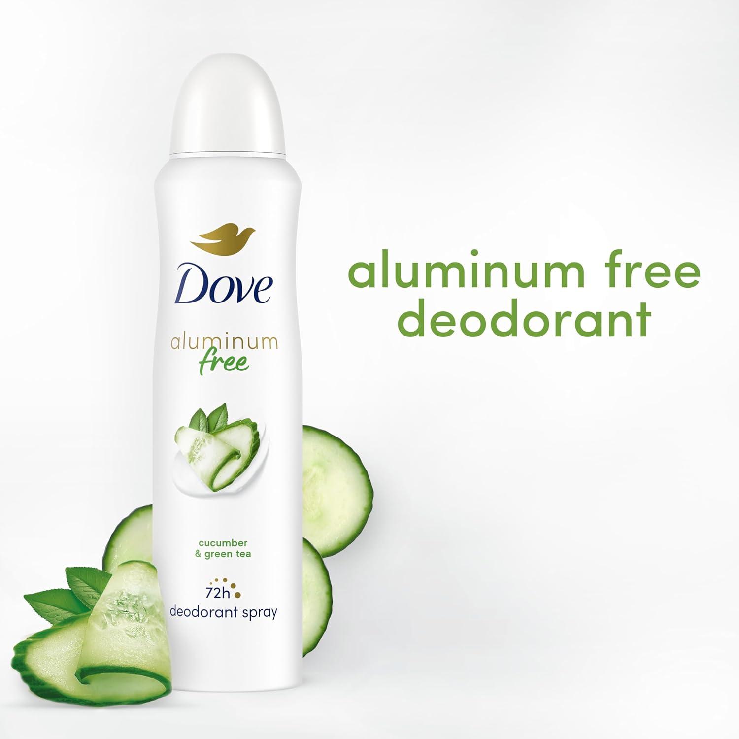 imageDove Aluminum Free Deodorant Spray for Women 3 Count Cucumber amp Green Tea 72 hour odor protection 4 ozCucumber