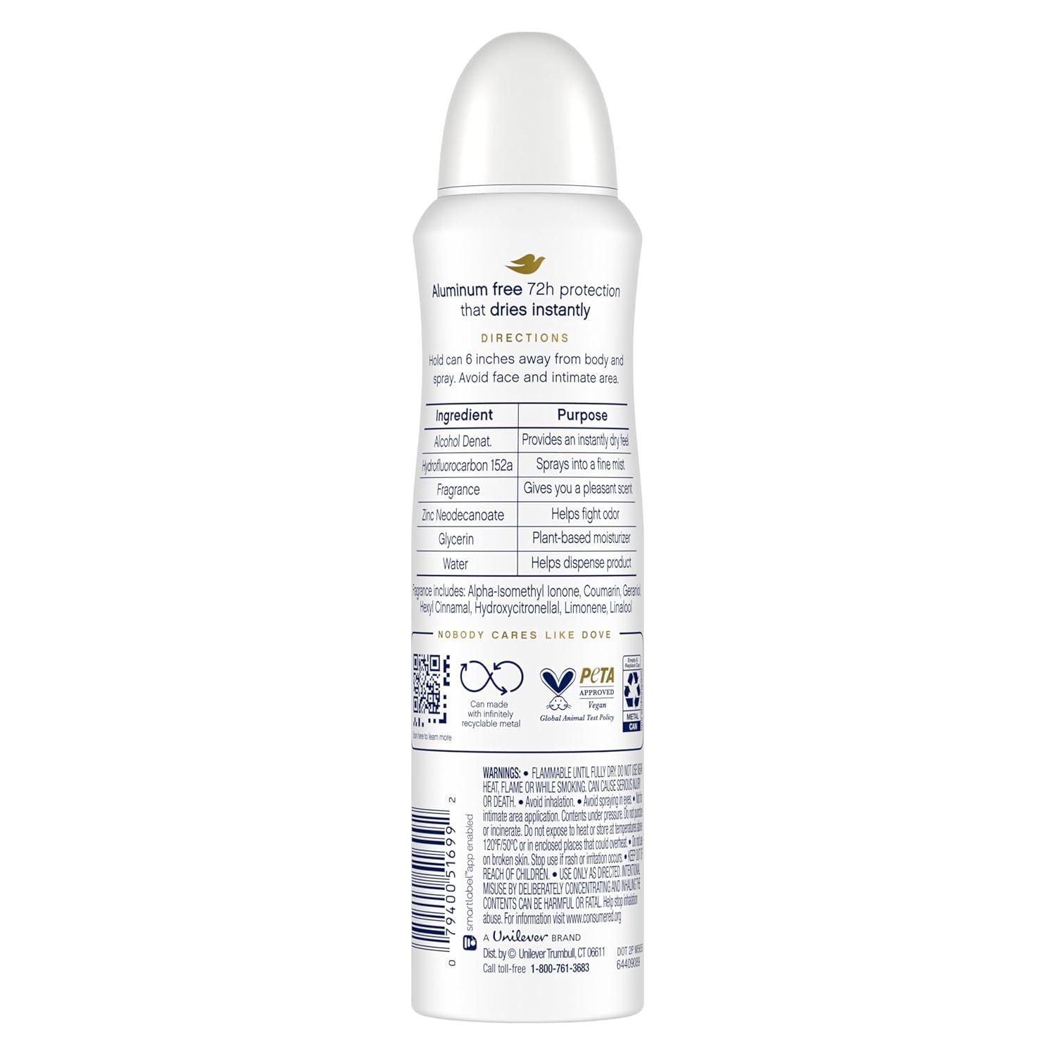 imageDove Aluminum Free Deodorant Spray for Women 3 Pack Dragon Fruit amp Coconut Cream 72 hour odor protection 4 oz