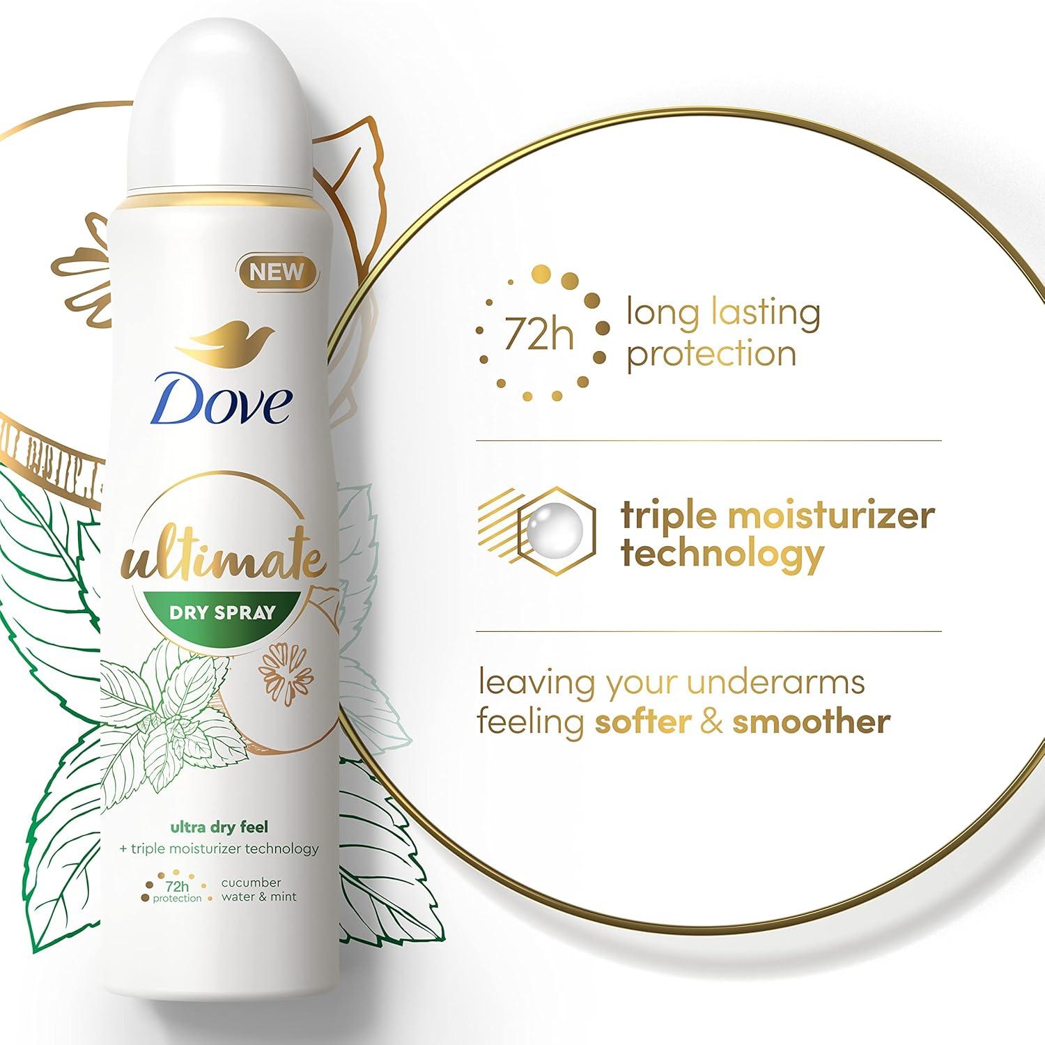 imageDove Ultimate Dry Spray Antiperspirant Peony And Rose Water 2 Count For 72Hour Sweat And Odor Protection With Triple Moisturizer Technology 38oz38 Ounce Pack of 2
