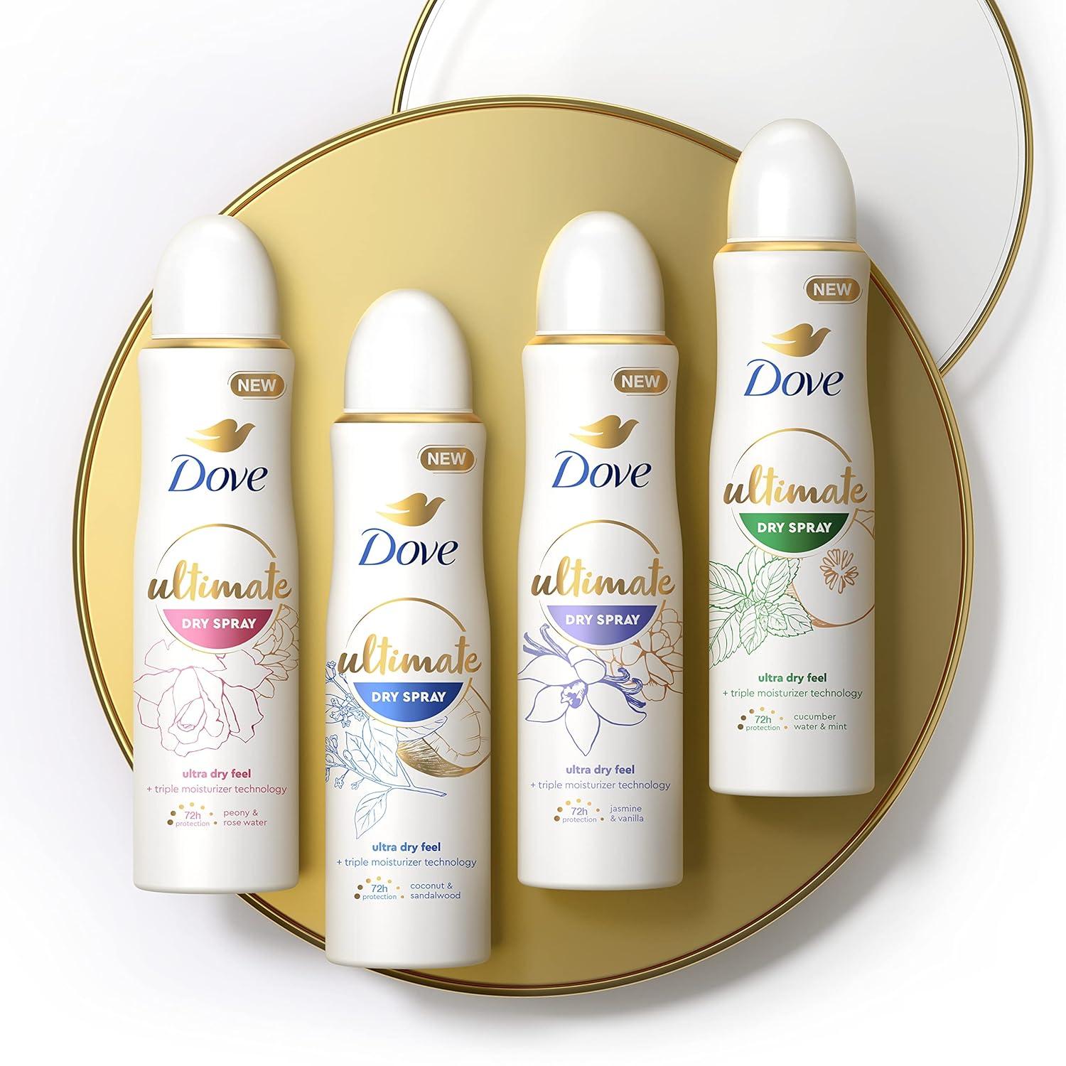 imageDove Ultimate Dry Spray Antiperspirant Peony And Rose Water 2 Count For 72Hour Sweat And Odor Protection With Triple Moisturizer Technology 38oz38 Ounce Pack of 2