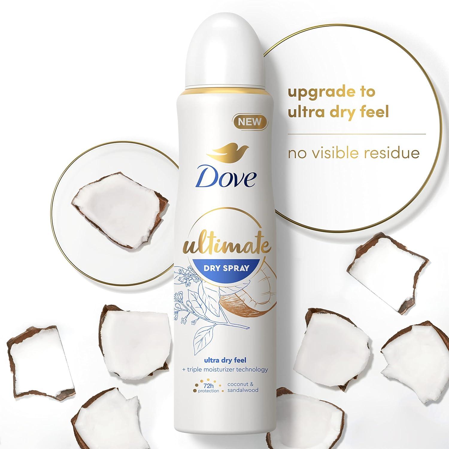 imageDove Ultimate Dry Spray Antiperspirant Peony And Rose Water 2 Count For 72Hour Sweat And Odor Protection With Triple Moisturizer Technology 38oz38 Ounce Pack of 2