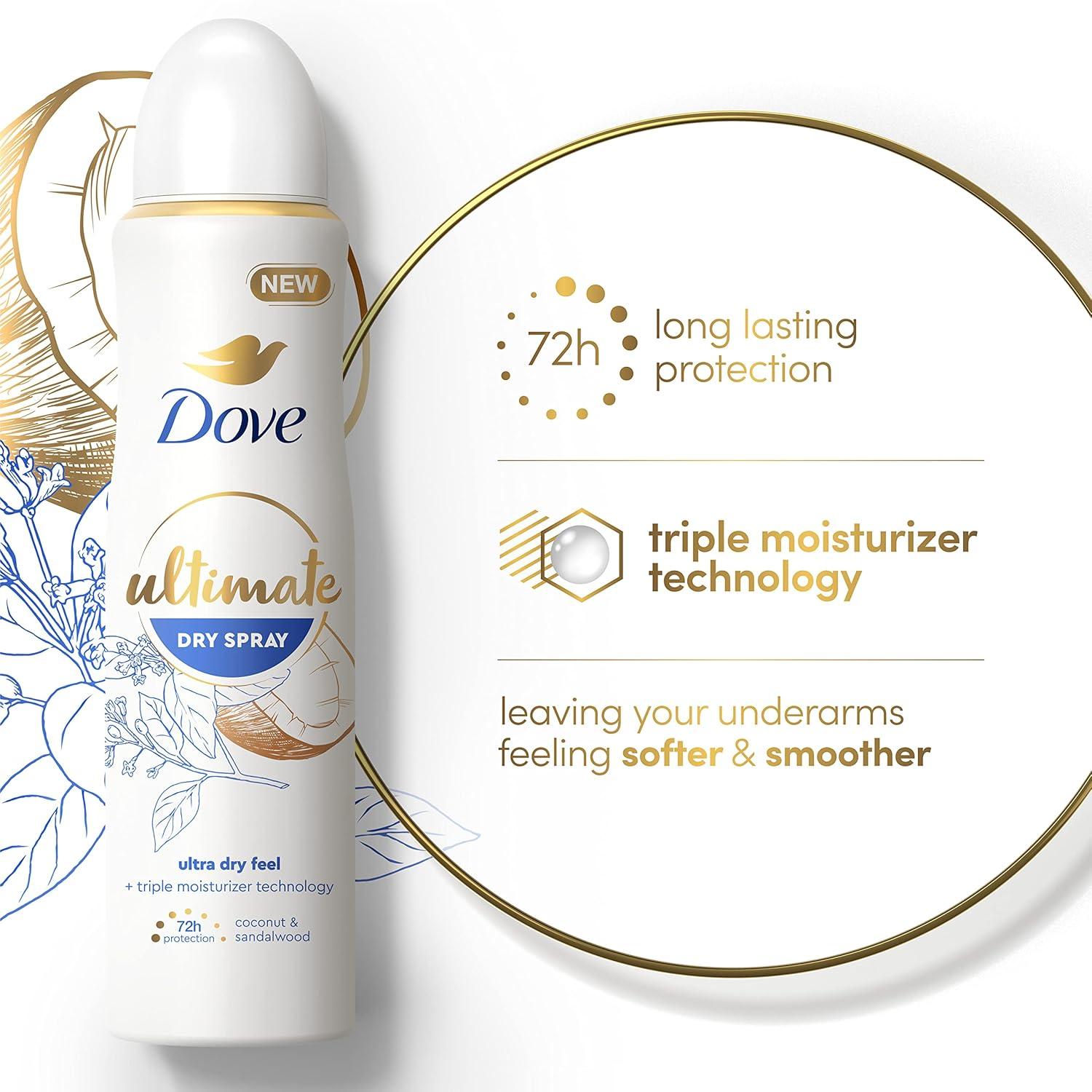 imageDove Ultimate Dry Spray Antiperspirant Peony And Rose Water 2 Count For 72Hour Sweat And Odor Protection With Triple Moisturizer Technology 38oz38 Ounce Pack of 2