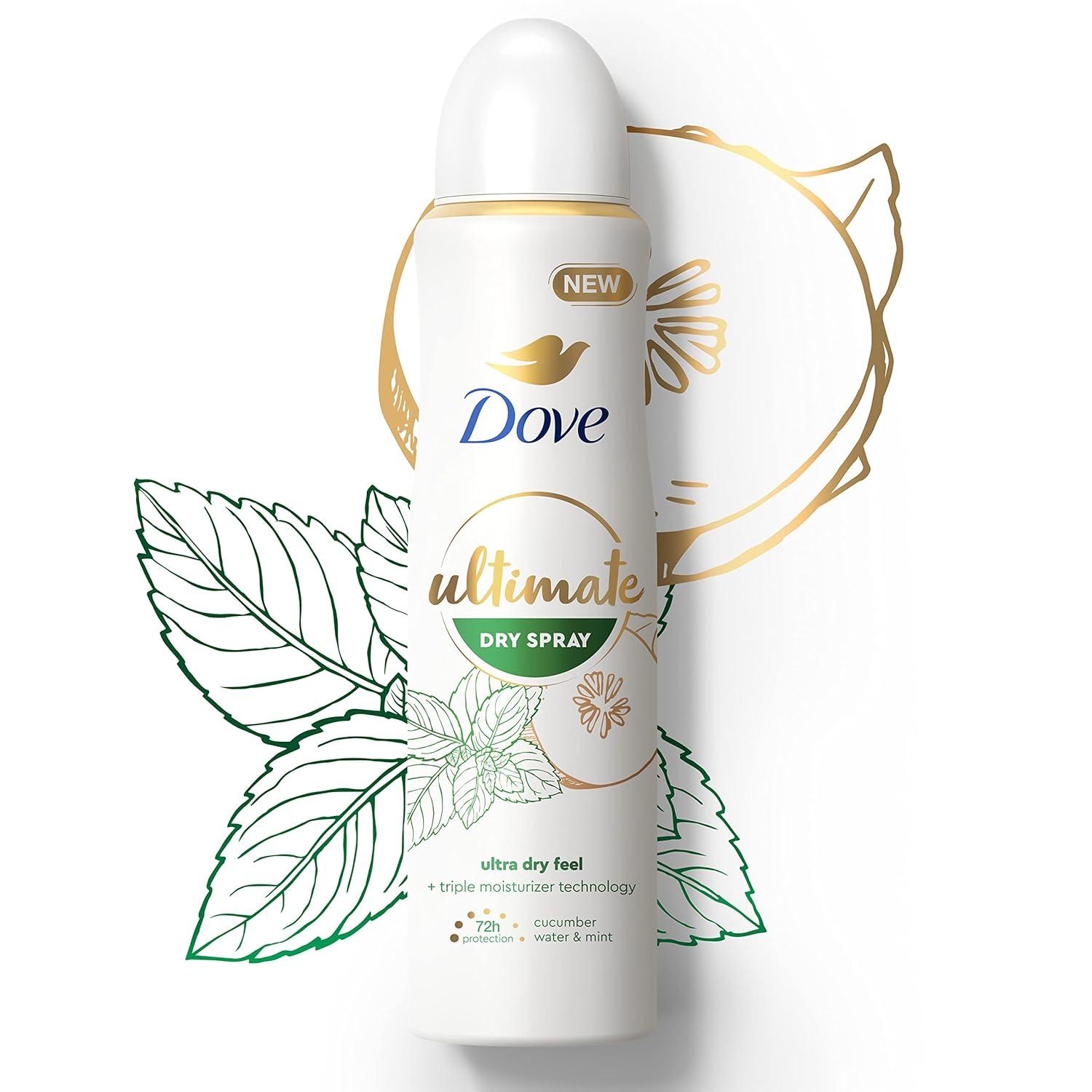imageDove Ultimate Dry Spray Antiperspirant Peony And Rose Water 2 Count For 72Hour Sweat And Odor Protection With Triple Moisturizer Technology 38oz38 Ounce Pack of 2