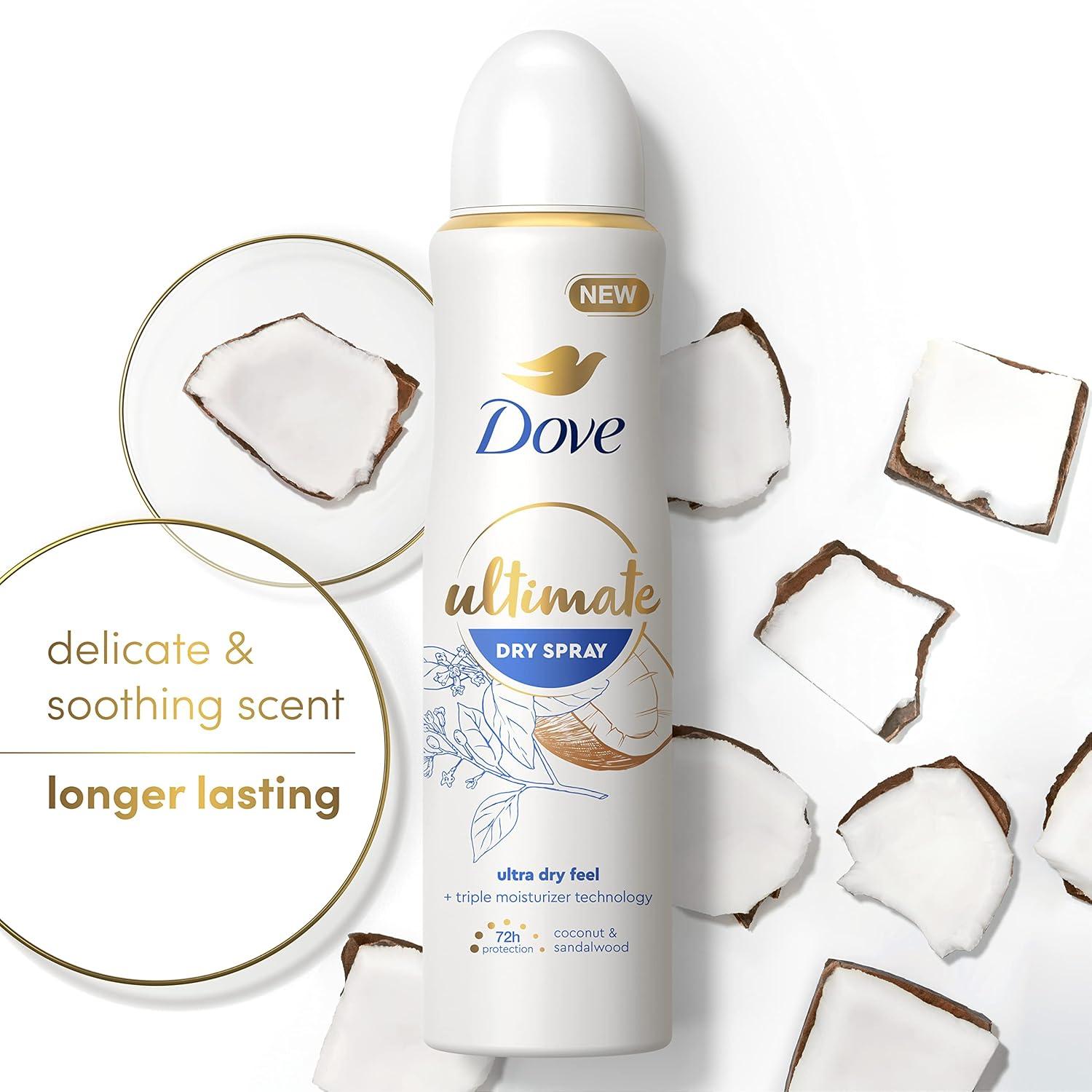 imageDove Ultimate Dry Spray Antiperspirant Peony And Rose Water 2 Count For 72Hour Sweat And Odor Protection With Triple Moisturizer Technology 38oz38 Ounce Pack of 2