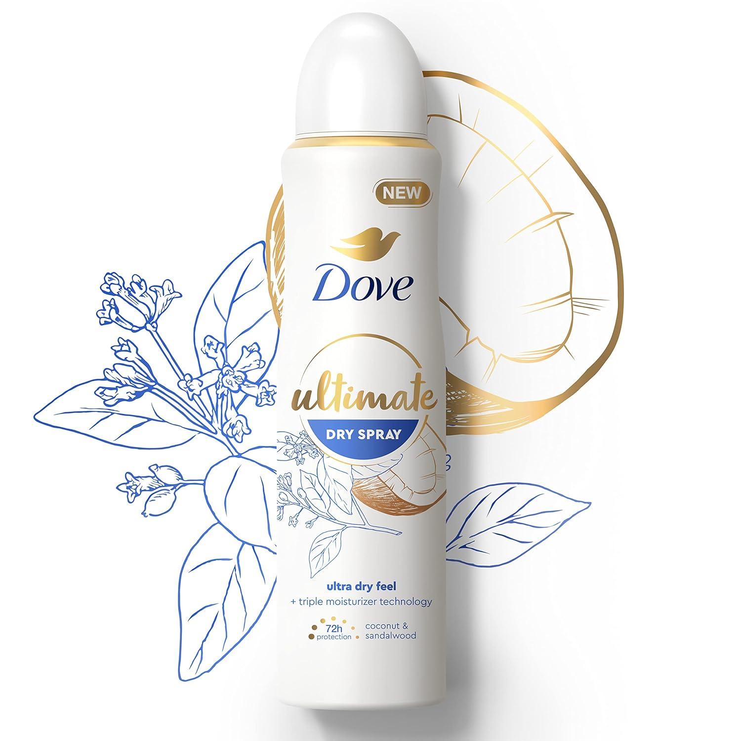 imageDove Ultimate Dry Spray Antiperspirant Peony And Rose Water 2 Count For 72Hour Sweat And Odor Protection With Triple Moisturizer Technology 38oz38 Ounce Pack of 2