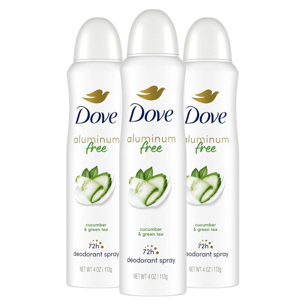 imageDove Aluminum Free Deodorant Spray for Women 3 Count Cucumber amp Green Tea 72 hour odor protection 4 ozCucumber and Green Tea