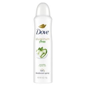 Dove Aluminum Free Deodorant Spray for Women 3 Count Cucumber & Green Tea 72 hour odor protection 4 oz(Cucumber)