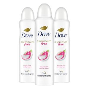 Dove Aluminum Free Deodorant Spray for Women 3 Pack Dragon Fruit & Coconut Cream 72 hour odor protection 4 oz