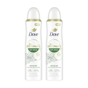 Dove Ultimate Dry Spray Antiperspirant Peony And Rose Water 2 Count For 72-Hour Sweat And Odor Protection With Triple Moisturizer Technology 3.8oz(3.8 Ounce (Pack of 2))