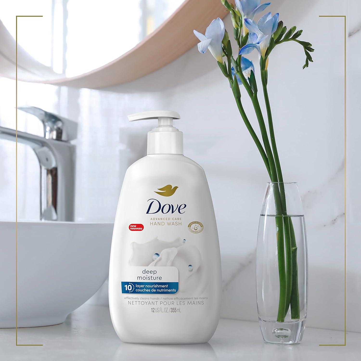 imageDove Advanced Care Hand Wash Deep Moisture 4 Count for Soft Smooth Skin More Moisturizers than the Leading Ordinary Hand Soap 12 oz12 Fl Oz Pack of 4